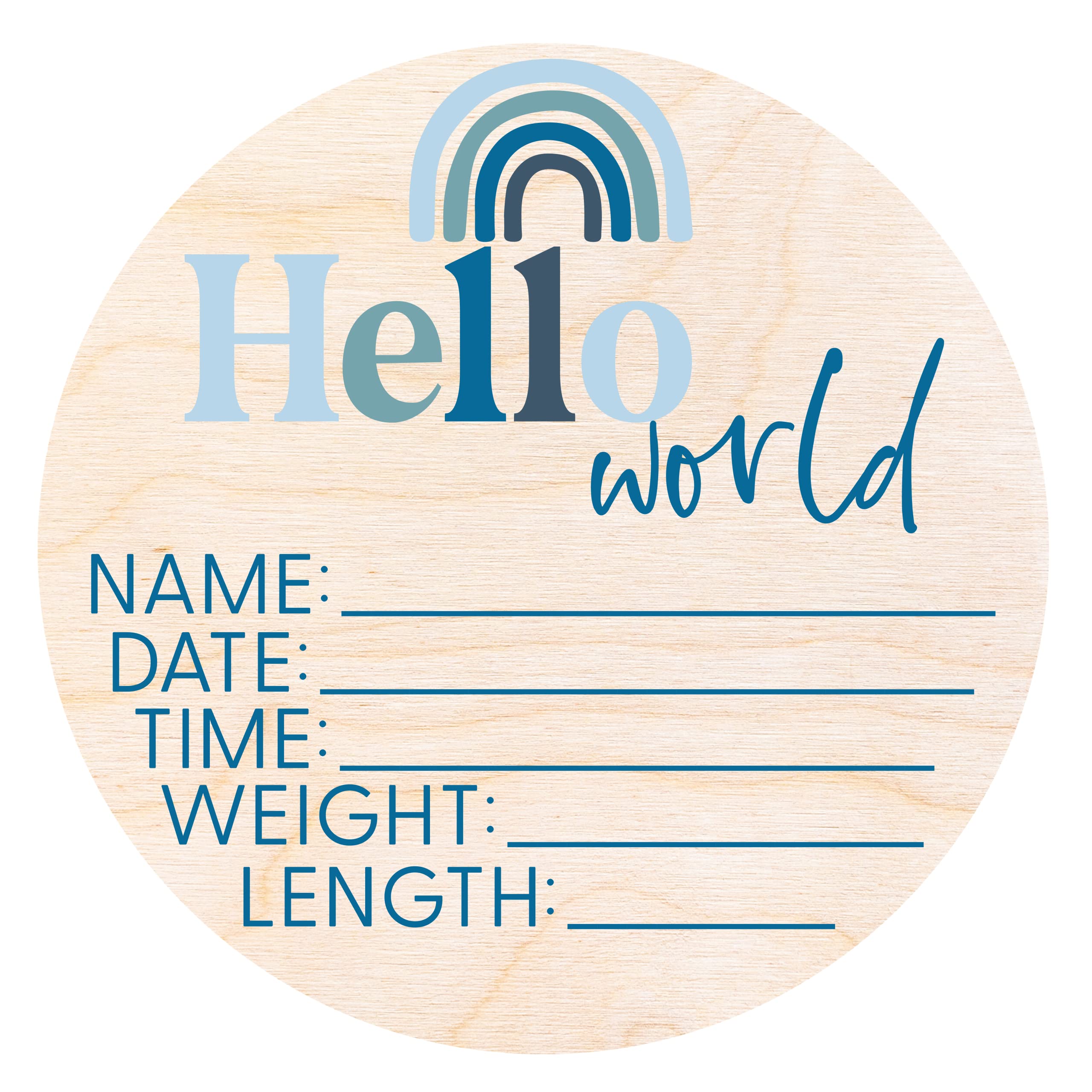 Hello World Newborn Sign - Personalized Baby Name Birth Announcement Plaque - Hospital Photo Prop - Blue Nursery Wall Decor - Unique Baby Shower Gift for New Parents - Perfect for Birth Announcements, Nursery Decor & Newborn Photography