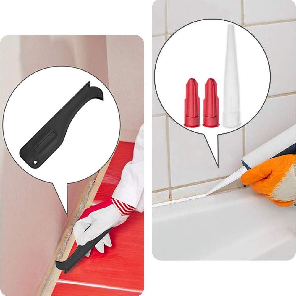 WALFRONT 13-Piece Caulking Tool Kit - Silicone Sealant Finishing Tools with Plastic Scraper for Glass Glue & Home Improvement Projects | Perfect for Bathroom, Kitchen & Window Sealing
