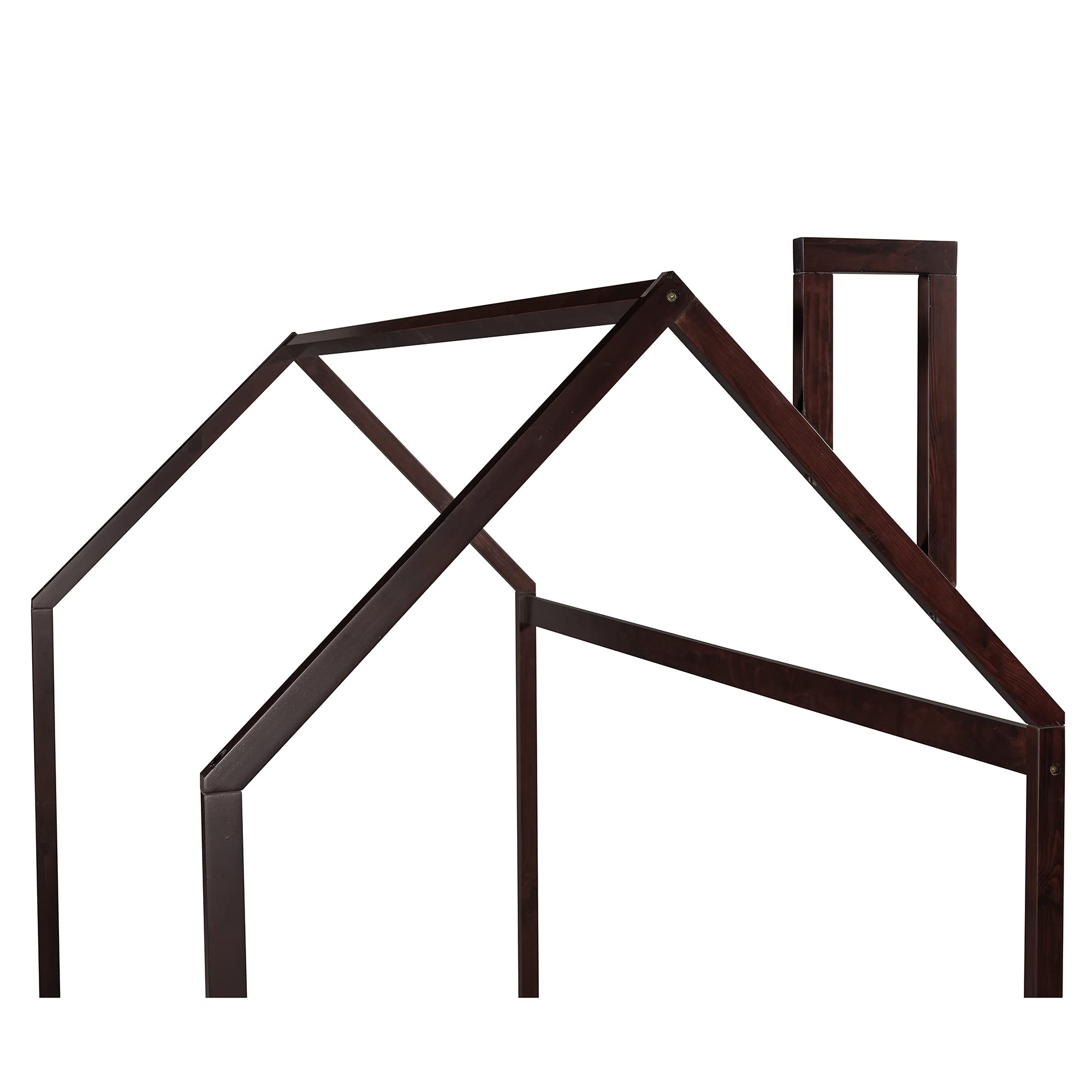 Solid Wood House Bed Frame with Roof Design - No Box Spring Needed, Space-Saving Kids Bed for Boys and Girls - Easy Assembly in Espresso Finish - Perfect for Bedrooms, Playrooms & Small Spaces