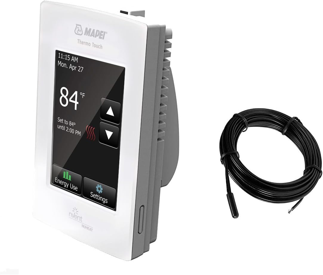 Mapei 2855201 Smart Programmable Touchscreen Thermostat for Home Heating - 120V/240V Compatible with Radiant Floor Heating System, Includes OJ Electronics Floor Temp Sensor & Built-in GFCI Protection - Perfect for Bathroom, Kitchen & Whole House Temperature Control