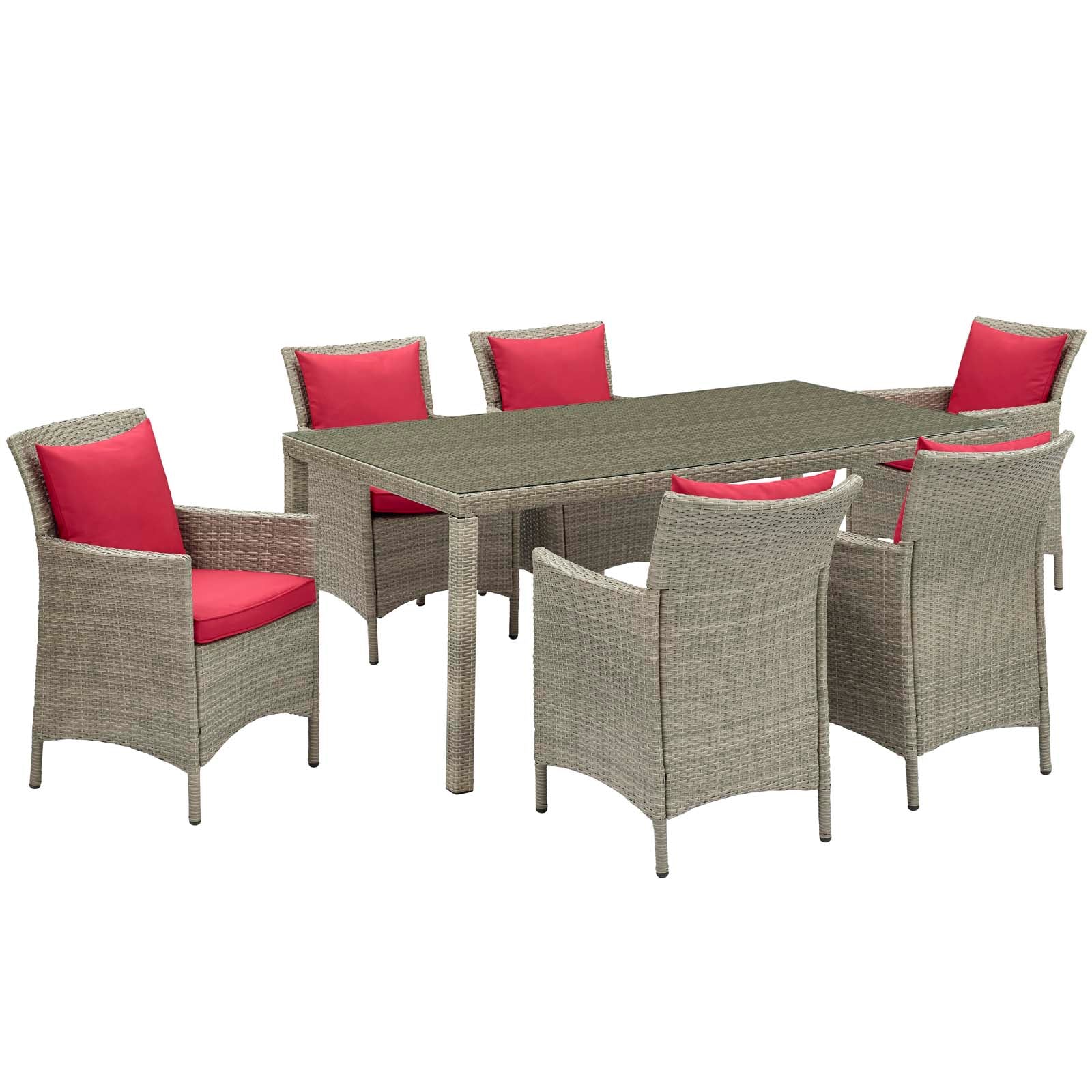 7-Piece Outdoor Patio Wicker Rattan Dining Set - All-Weather Rattan Furniture for Garden, Backyard, Poolside & Patio Dining