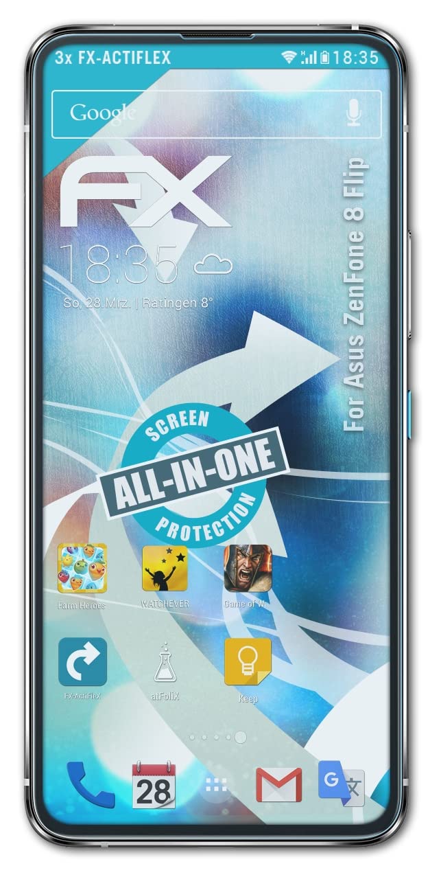 Ultra Clear Flexible Screen Protector for Asus ZenFone 8 Flip - 3 Pack HD FX Protection Film | Perfect for Gaming, Work & Daily Use