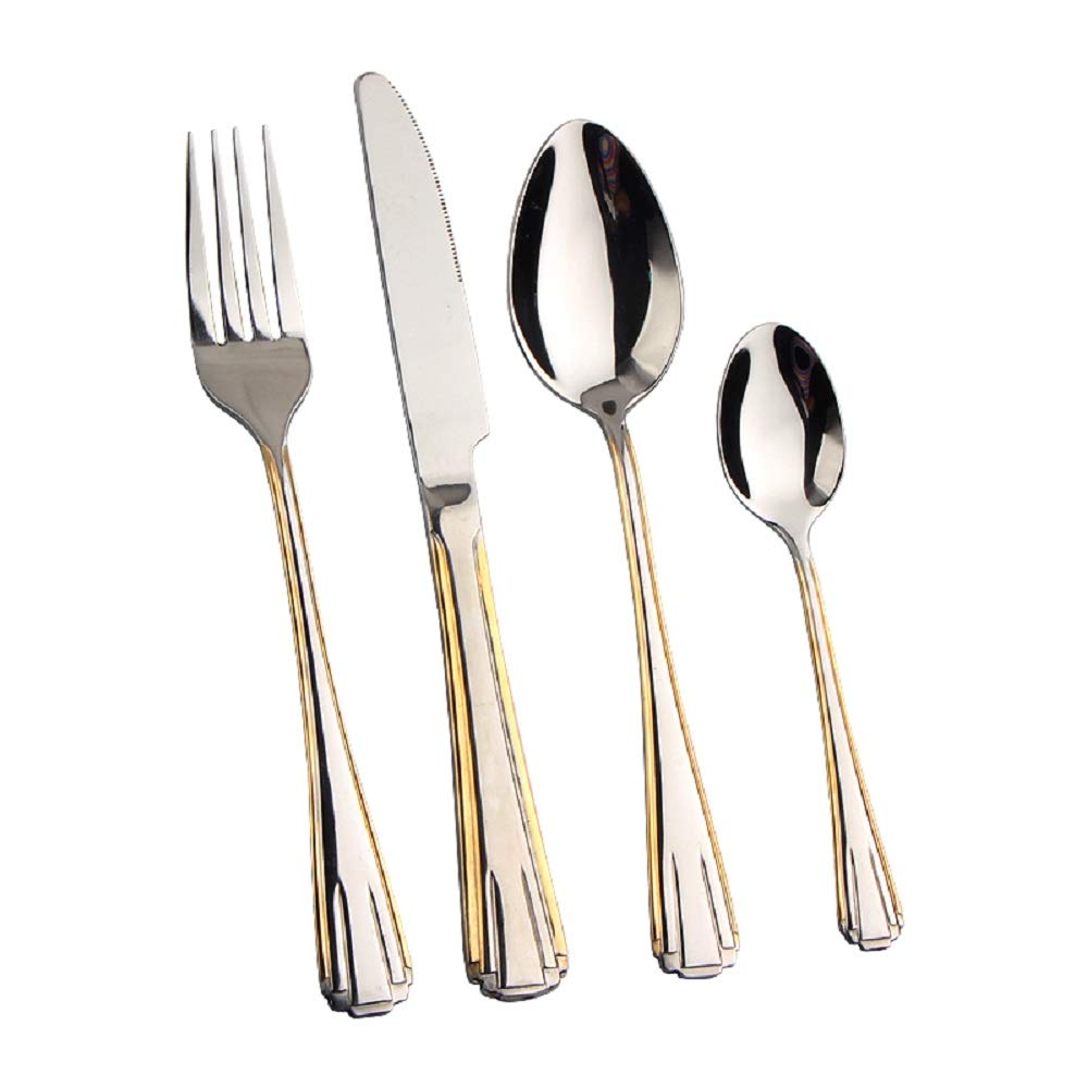 72-Piece Gold Flatware Set for 12 - 24K Gold Plated 18/10 Surgical Stainless Steel Cutlery with Wooden Storage Case - Elegant Dinnerware for Weddings, Parties & Fine Dining
