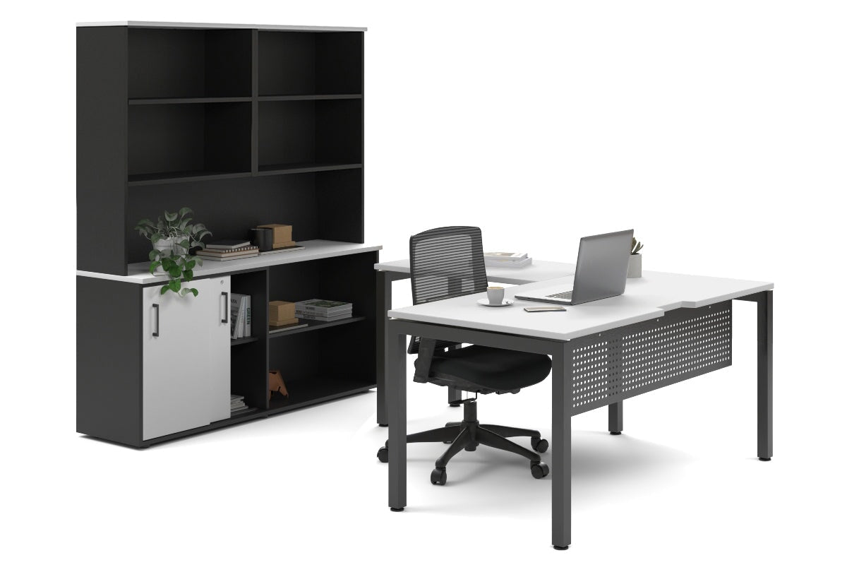 Quadro Square Legs L-Shaped Executive Desk with Black Legs [1600L x 1700W] - Perfect for Home Office, Conference Room & Modern Workspace