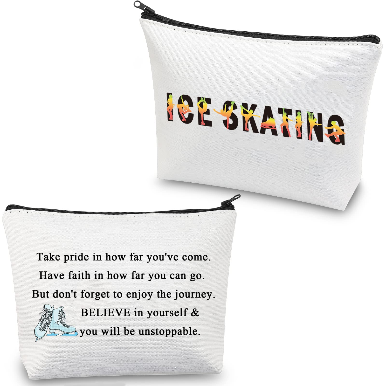 CMNIM Figure Skating Makeup Bag - Ice Skater Gifts for Women & Girls - Waterproof Cosmetic Pouch - Perfect for Skating Competitions, Practice & Travel Accessories