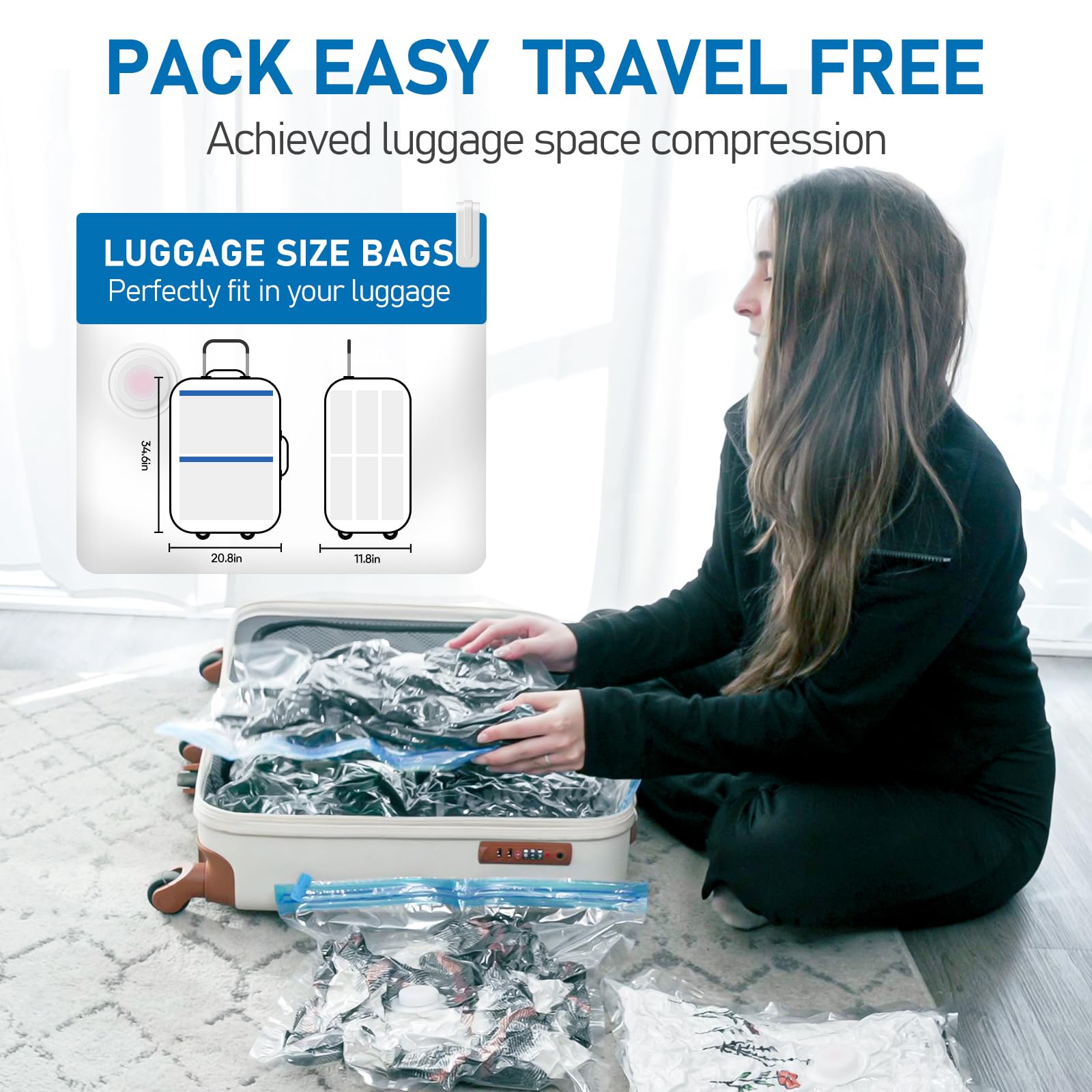 VMstr 12 Pack Travel Vacuum Storage Bags with USB Electric Pump | Space Saving Compression Bags for Clothes & Clothing | Perfect for Travel, Moving & Seasonal Storage