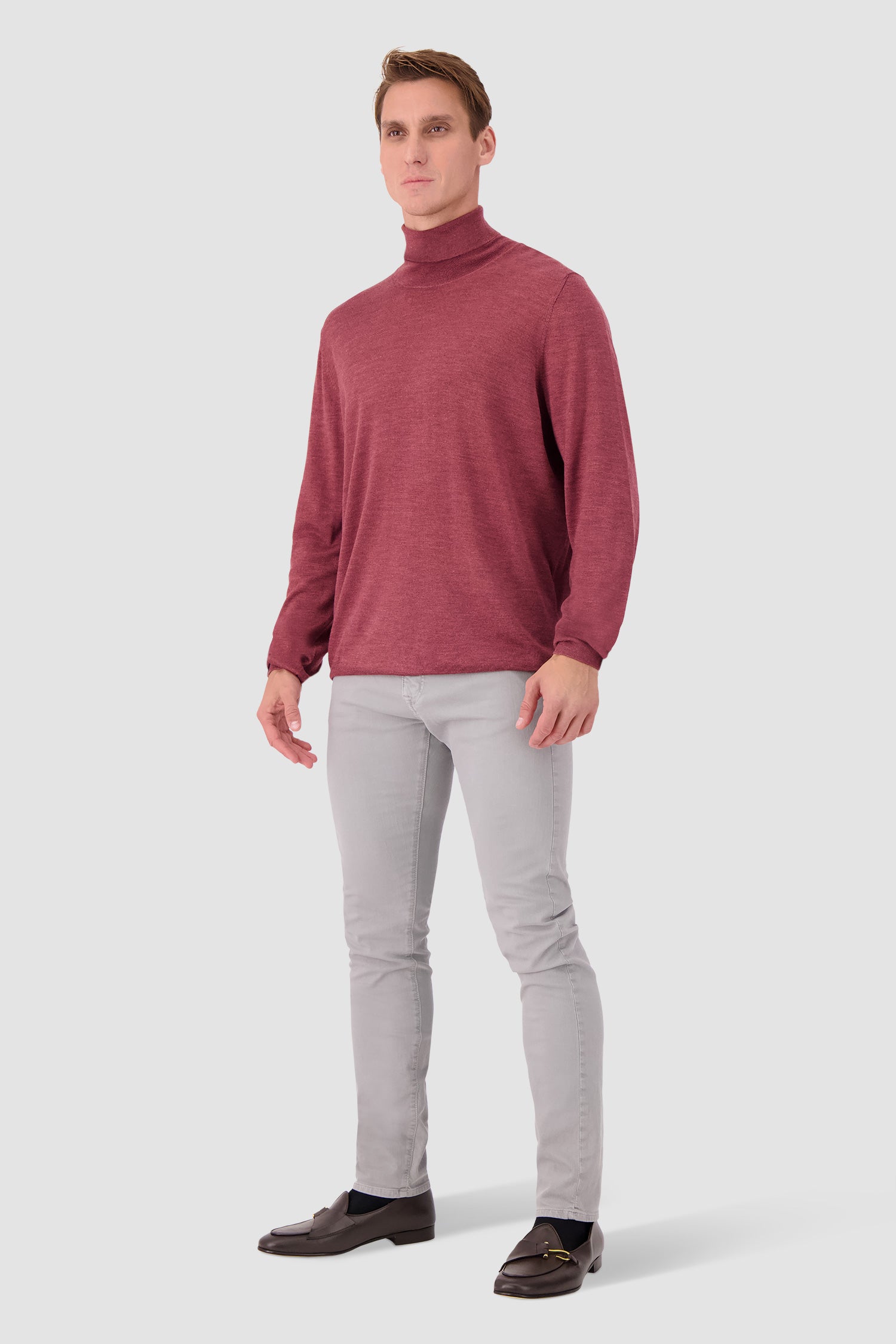 Barba Napoli Red High Neck Ciclista Sweater for Women - Italian Wool Knit Pullover - Winter Warm Fashion Top for Casual & Office Wear
