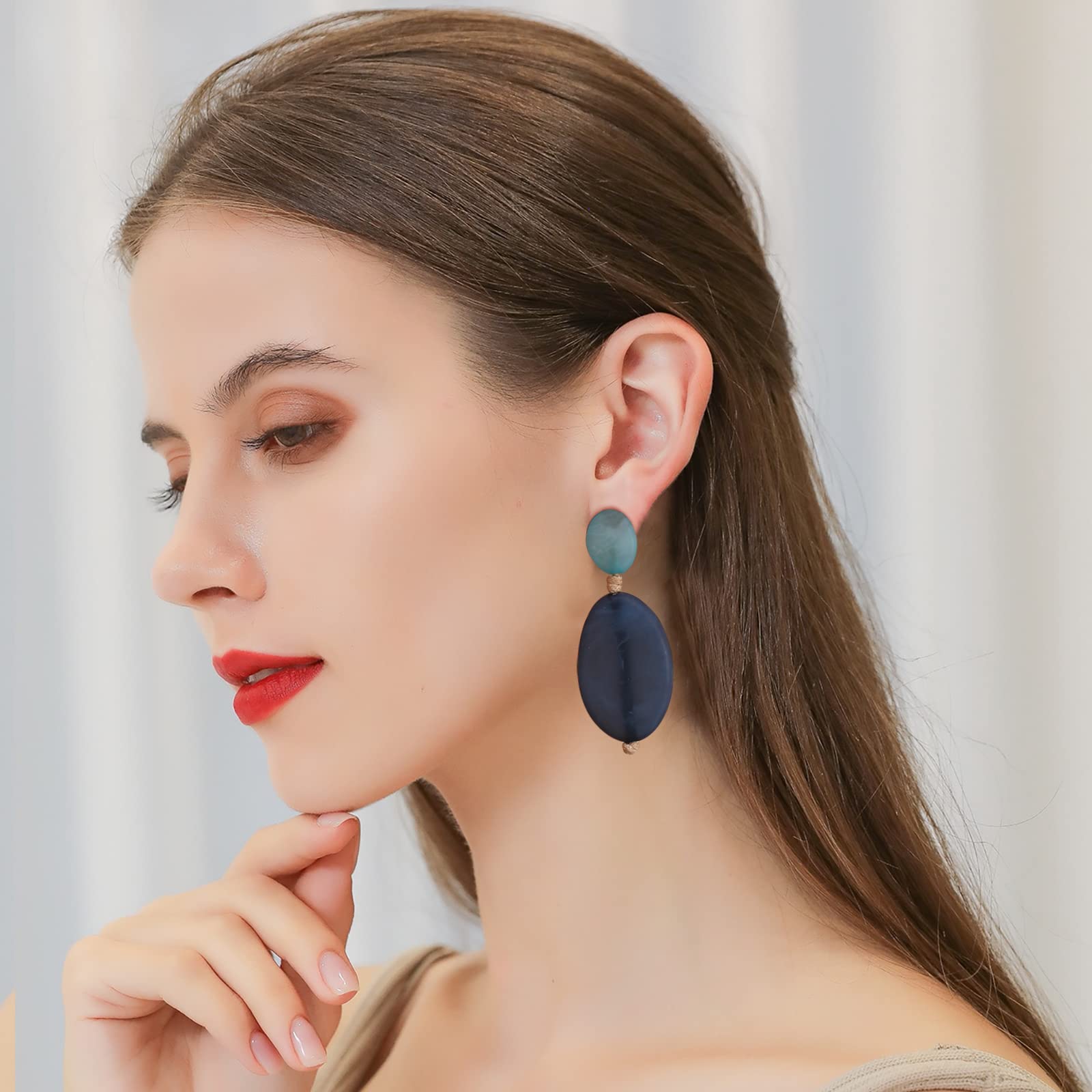 LILIE&WHITE Geometric Acrylic Resin Boho Earrings for Women - Multicolor Marbled Statement Dangle Earrings, Gold-Plated Retro Drop Earrings, Fashion Bohemian Jewelry - Perfect for Parties, Weddings & Everyday Wear