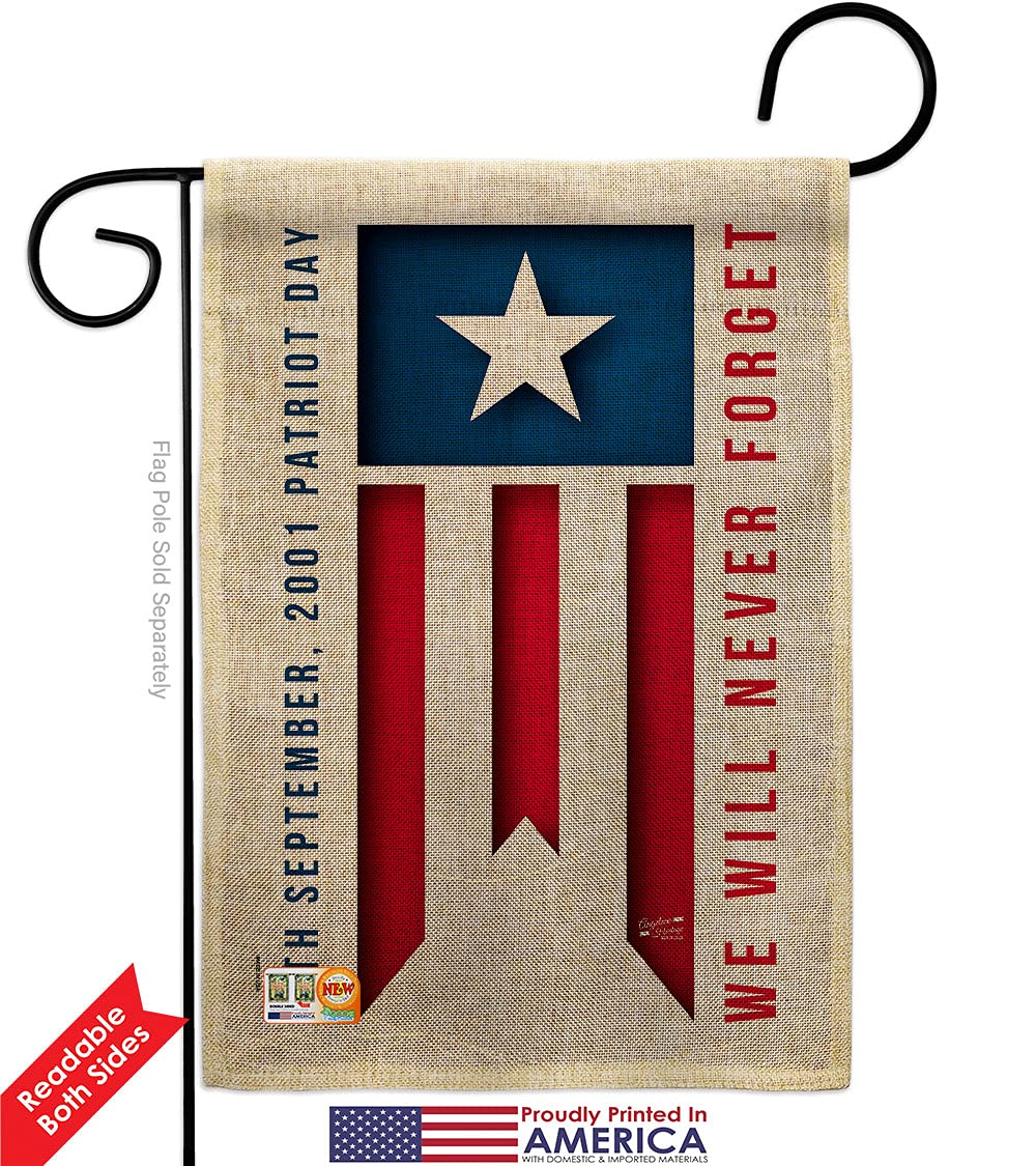 Patriotic Burlap Garden House Flags Kit - Double-Sided 28x40 Inch American Flag Yard Banner for 911 Day, Americana & World Peace Awareness - Made in USA | Perfect for Front Yard Decoration, Memorial Day & Patriotic Events