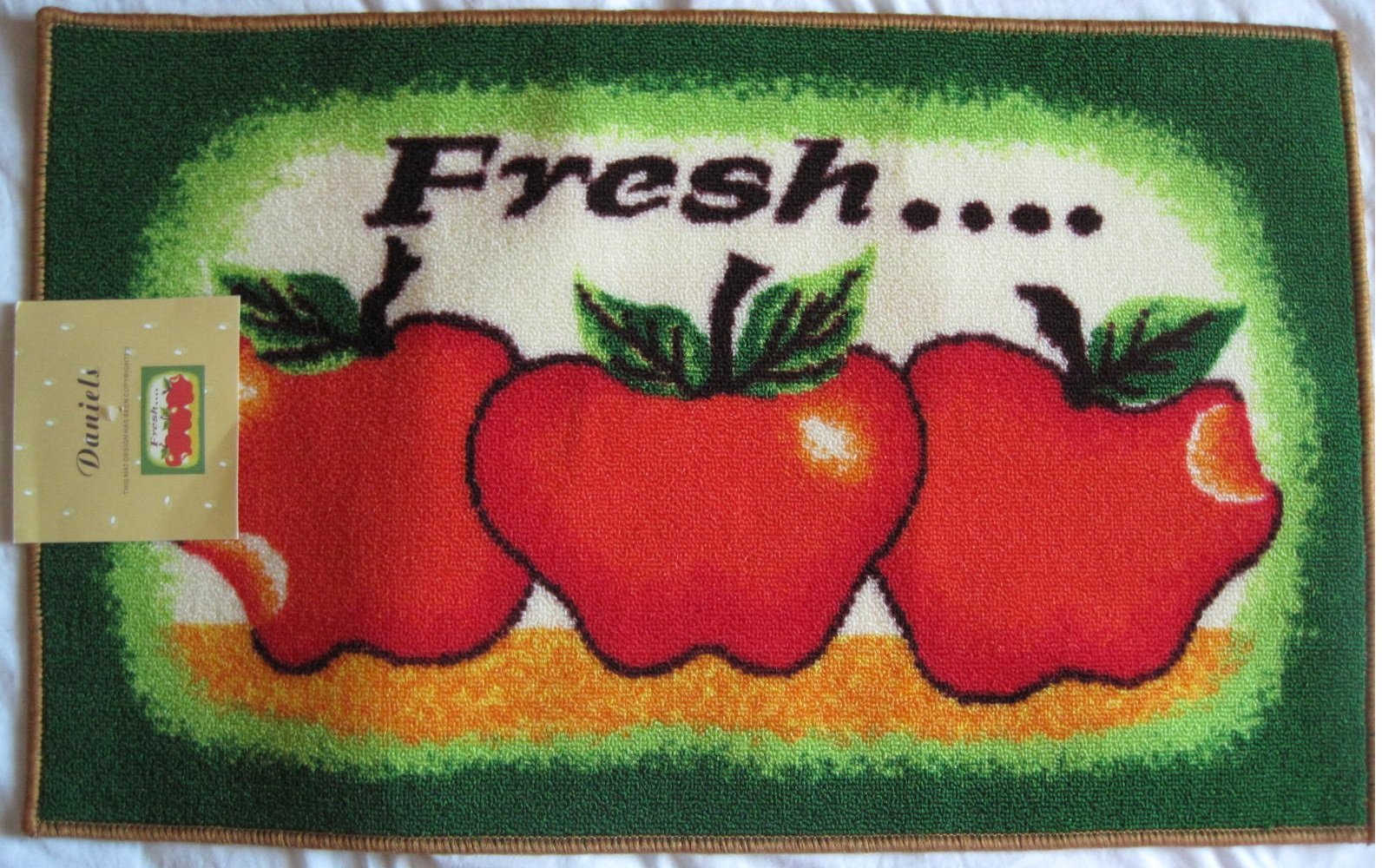 Fresh Apples Non-Slip Kitchen Rug Mat 18x30 Inches - Soft Absorbent Cotton Floor Mat for Kitchen, Dining Room, and Entryway Decor