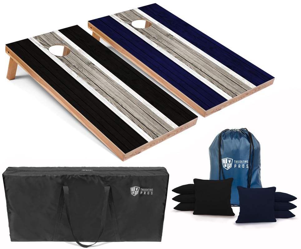 Premium LED Cornhole Board Set with Built-in Striped Lights - 4'x2' Regulation Size, Multicolor LED Lighting, 8 Bean Bags & Carrying Case - Perfect for Tailgating Parties, Backyard BBQs, and Outdoor Game Nights