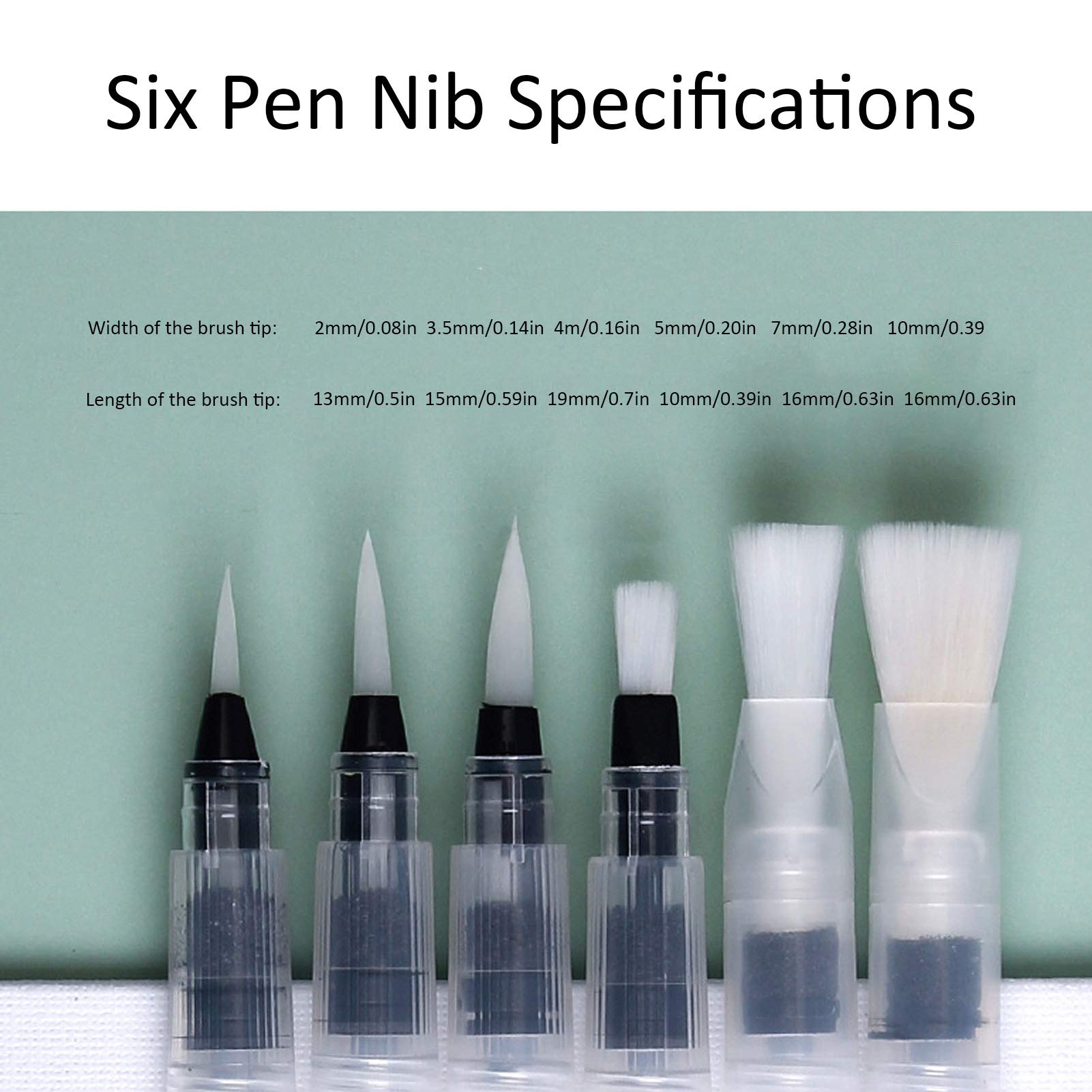 6Pcs Refillable Watercolor Brush Pens - Water Brush Set for Painting, Powder Paint & Water-Soluble Colored Pencils | Perfect for Artists, Sketching, Calligraphy & DIY Craft Projects