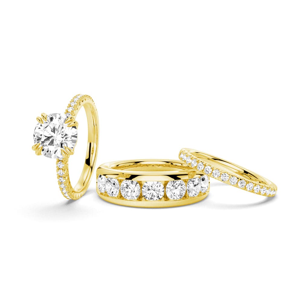 Round Cut Moissanite Wedding Ring Set for Couples - 14K White Gold Engagement & Matching Men's Band - Perfect for Anniversaries, Proposals & Romantic Occasions