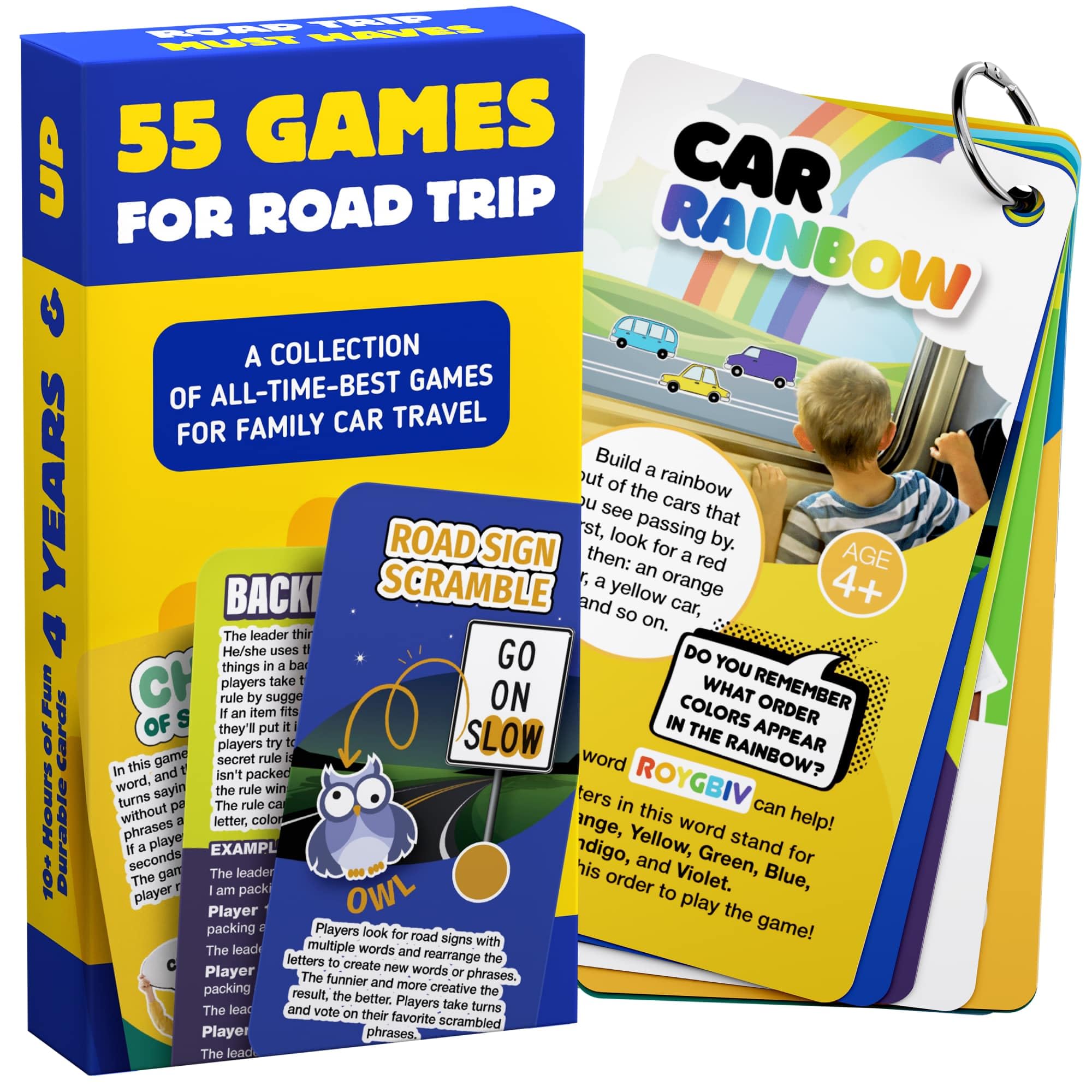 WELL BALANCED Road Trip Games - 55 Fun Travel Games for Kids & Adults | Family Car Activities, Vacation Entertainment & Long Drive Fun