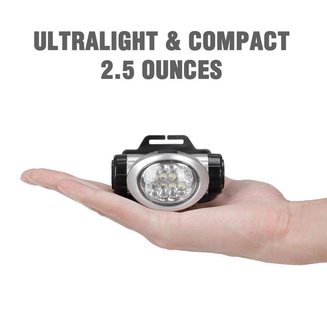 EverBrite 5-Pack LED Headlamp Flashlight & 6-Piece Tap Light Set with AAA Batteries - Perfect for Camping, Hiking, Emergency Kits, and Home Use