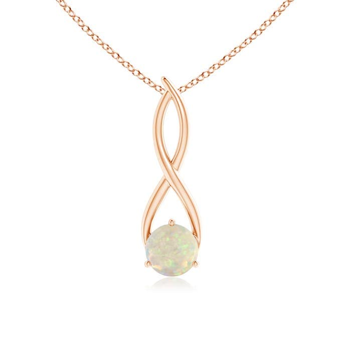 Angara Natural Opal Solitaire Infinity Pendant Necklace for Women - 14K Solid Gold/Platinum/Sterling Silver | October Birthstone Jewelry | Elegant Gift for Her, Birthday, Wedding Anniversary | Perfect for Everyday Wear, Date Nights & Special Occasions