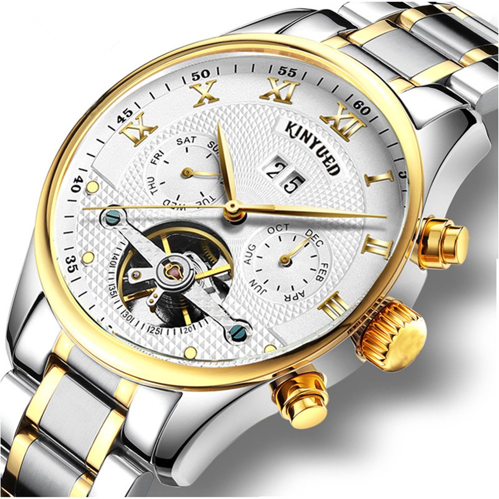 Luxury Swiss Tourbillon Automatic Mechanical Men's Watch with Calendar & Waterproof Leather Strap - Perfect for Business, Formal Events & Gift Giving