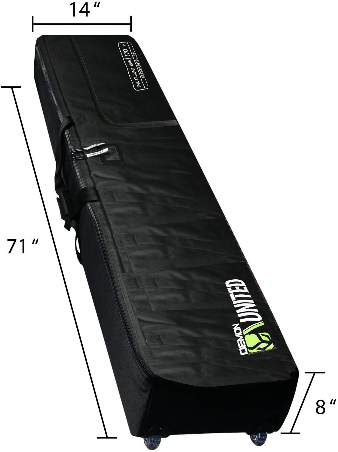 DEMON UNITED XXL Padded Snowboard Bag with Wheels - Extra Long, Wide & Deep Wheeled Snowboard Travel Bag for Airplanes - Full Padding Protection for 2 Snowboards | Perfect for Air Travel & Winter Sports Gear Storage