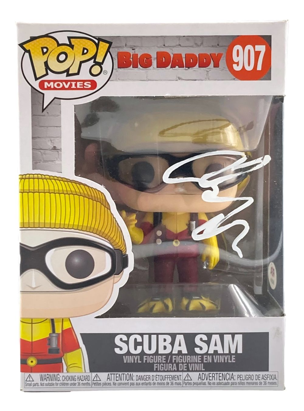 Adam Sandler Autographed Big Daddy Scuba Sam Funko Pop #907 PSA/DNA Certified - Rare Collectible for Movie Memorabilia Fans & Pop Culture Enthusiasts - Perfect for Display in Home Theater, Office, or Comic Conventions