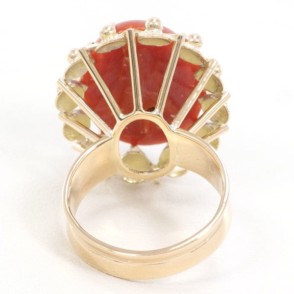 18K Yellow Gold Coral Ring for Women - Elegant Handmade Jewelry Gift for Birthday, Anniversary & Special Occasions