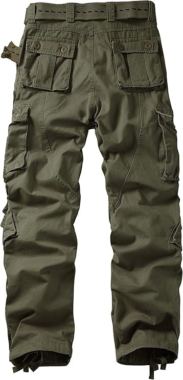 Men's Cargo Pants - Military Camo Outdoor Work Pants with Multiple Pockets | Comfortable Relaxed Fit Tactical Pants for Hiking, Camping & Construction Work