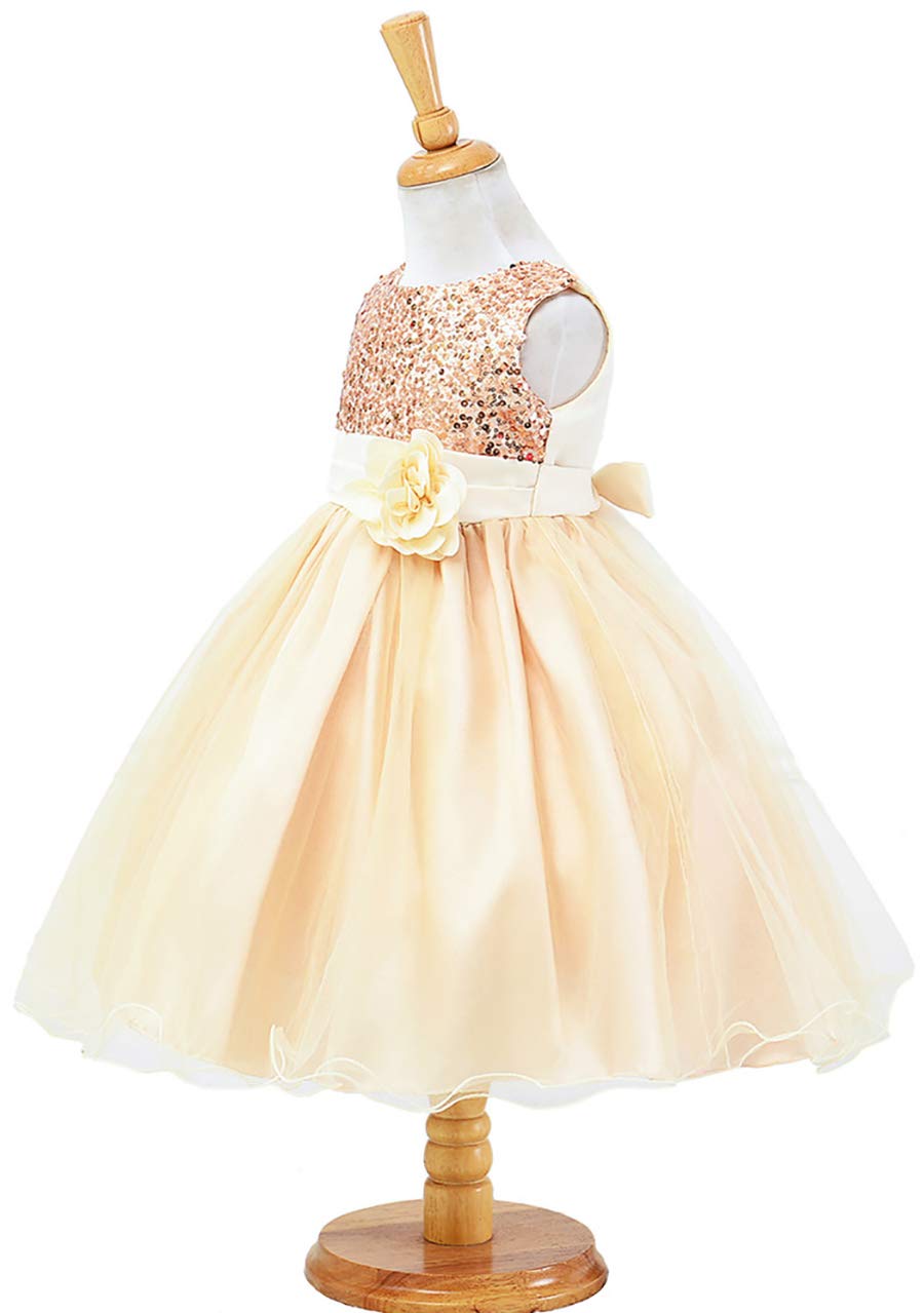 OMZIN Girls Sequin Flower Bow Princess Dress - Sleeveless Lace Tutu Dress for Wedding, Party, Birthday & Special Occasions | Perfect for Pageants, Photo Shoots & Dress-Up Play