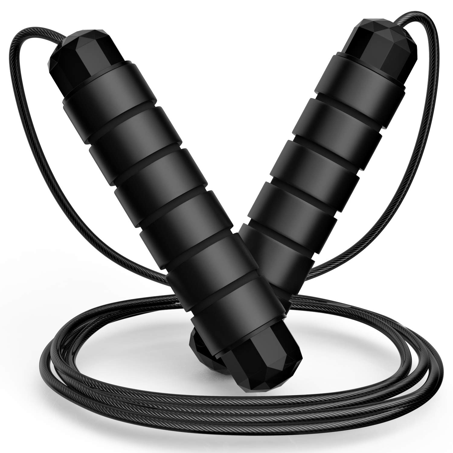 Tangle-Free Rapid Speed Jump Rope with Ball Bearings - Adjustable Steel Jump Rope for Women, Men & Kids - Foam Handles for Fitness, Home Workouts & Weight Loss - Perfect for Cardio, CrossFit & Indoor Exercise