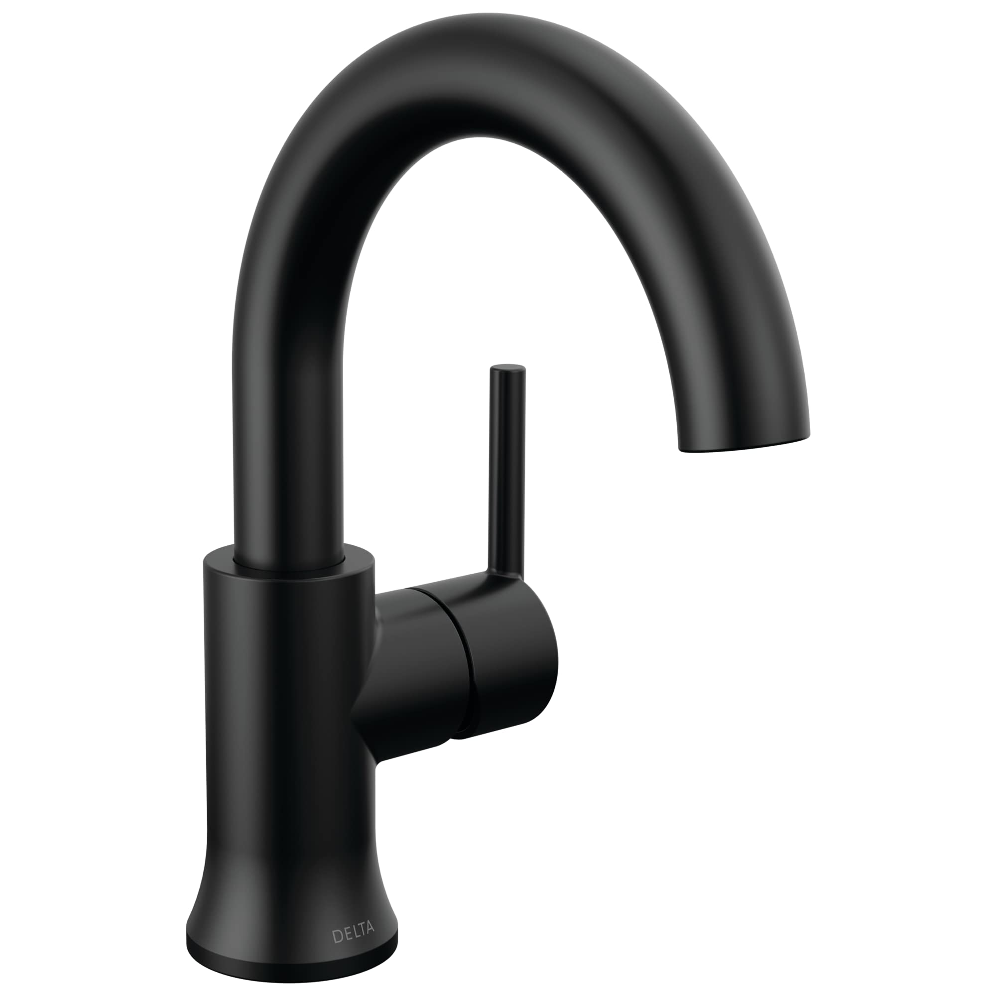 Delta Trinsic Single Hole Bathroom Faucet in Matte Black - Water-Saving Single Handle Bathroom Sink Faucet with Diamond Seal Technology & Drain Assembly - Perfect for Modern Bathrooms, Powder Rooms & Guest Baths