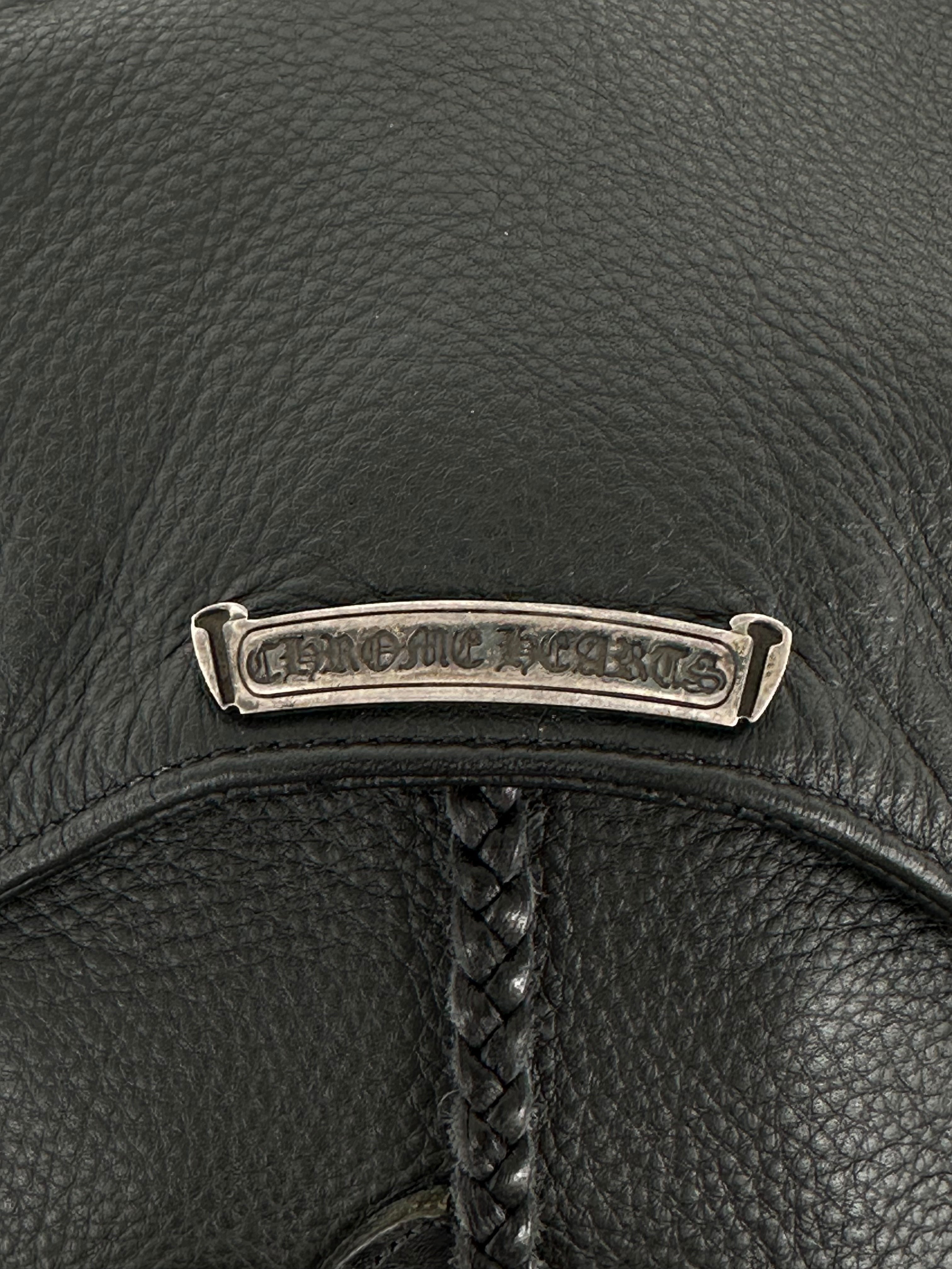 Chrome Hearts Black Leather Gunslinger Backpack for Men & Women - Stylish Gothic Biker Backpack for Travel, School & Everyday Use