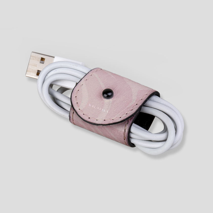 Eco-Friendly Pink Swirl Cord Wrap - Reusable & Durable Cable Organizer for Home, Office, Travel - Perfect for Managing Wires, Chargers & Headphones
