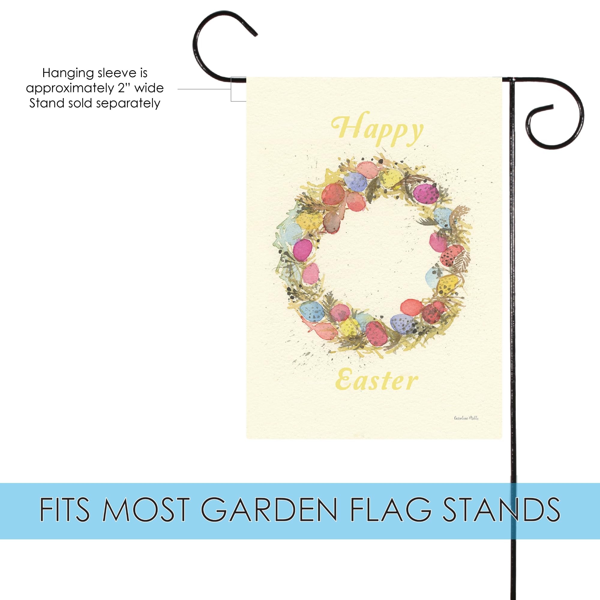 Toland Home Garden 1112602 Easter Egg Wreath Double Sided Garden Flag - 12x18 Inch Outdoor Easter Decoration for Yard, House & Spring Celebrations - Perfect for Front Porch, Lawn & Holiday Festivities