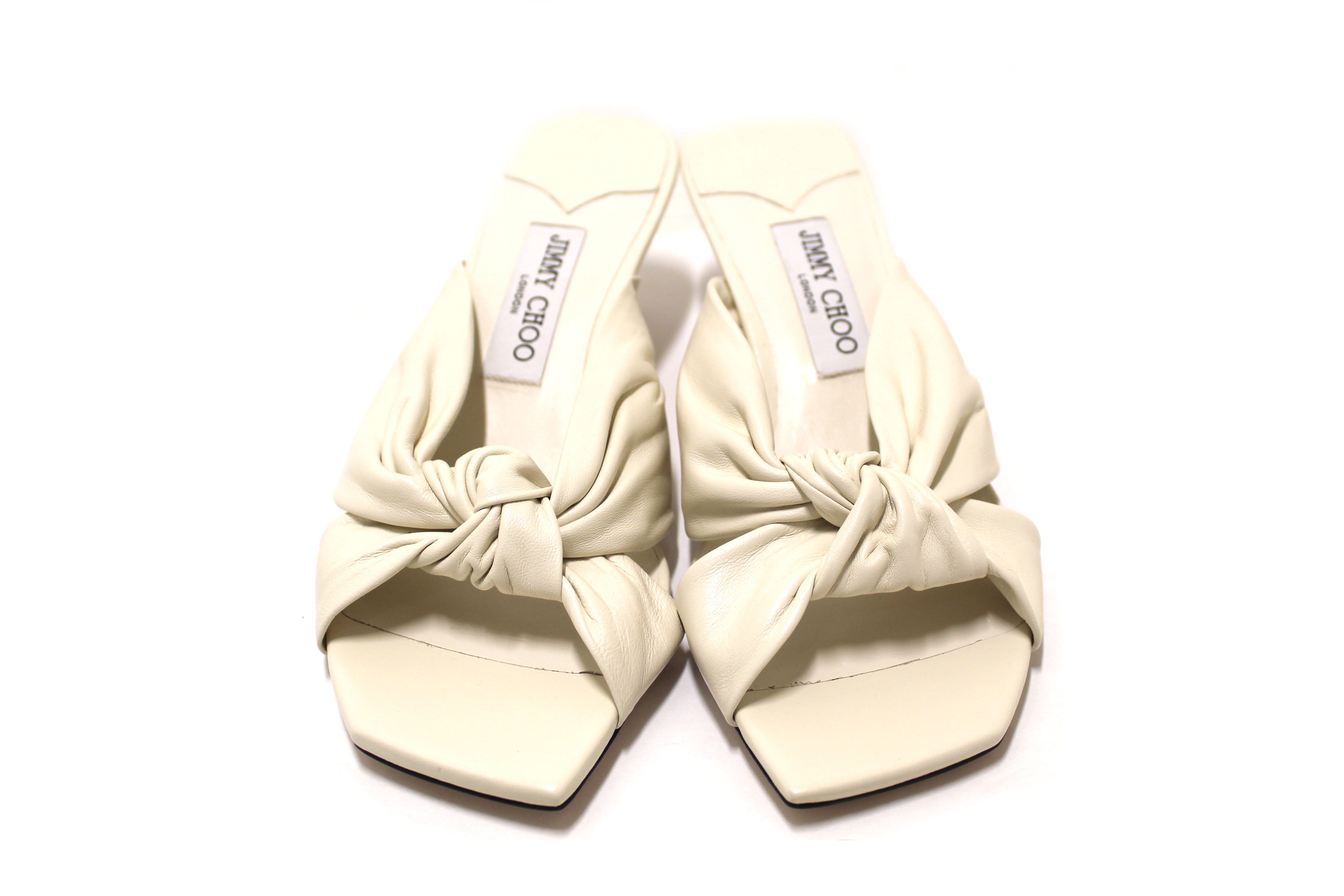 Authentic Jimmy Choo White Nappa Leather Avenue 50 Women's Heels Size 39 - Perfect for Weddings, Parties & Evening Events