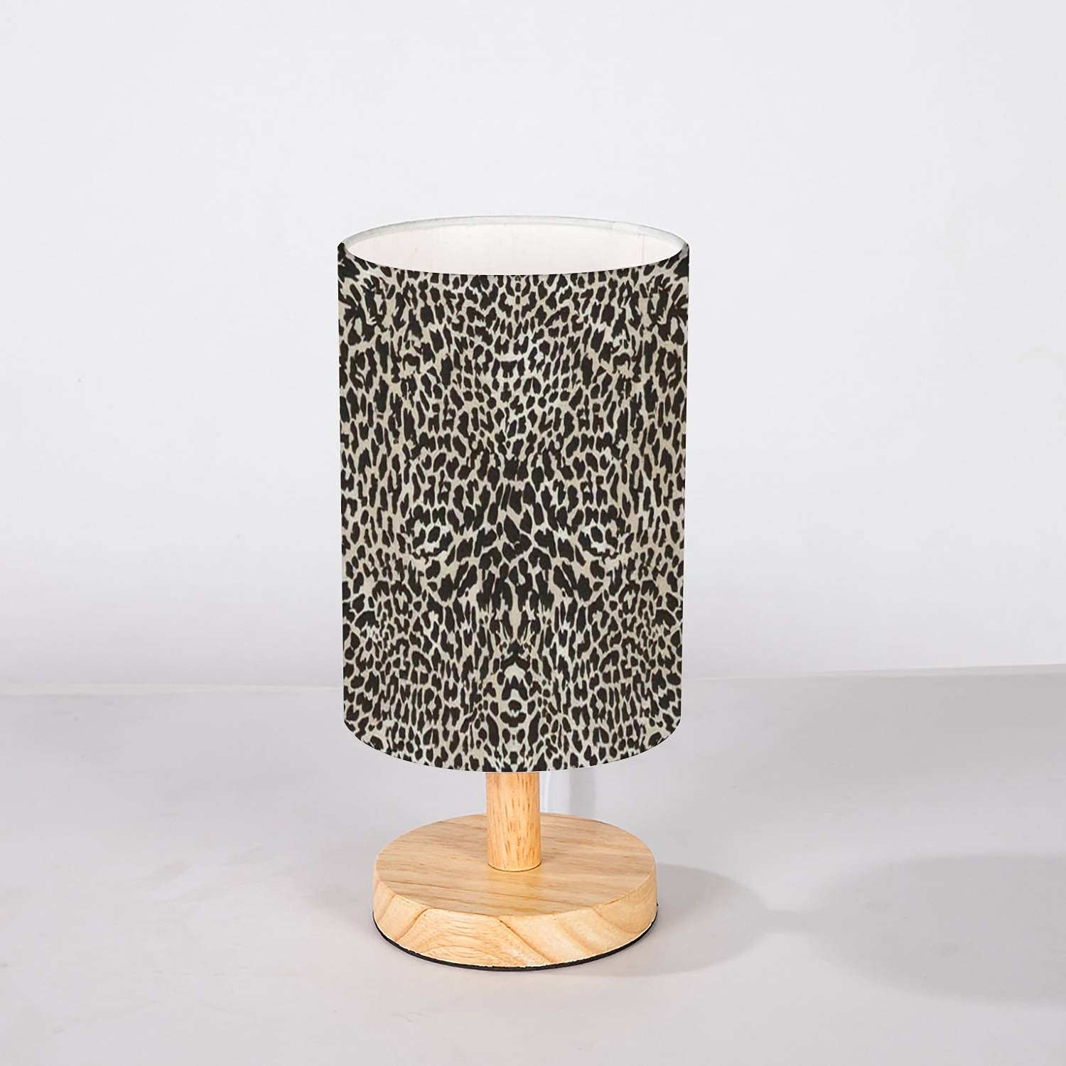 Minimalist Solid Wood Nightstand Lamp with Flaxen Fabric Shade - Modern Animal Skin Pattern Bedside Table Light for Bedroom, Living Room & Office - Perfect for Reading, Relaxing and Home Decor