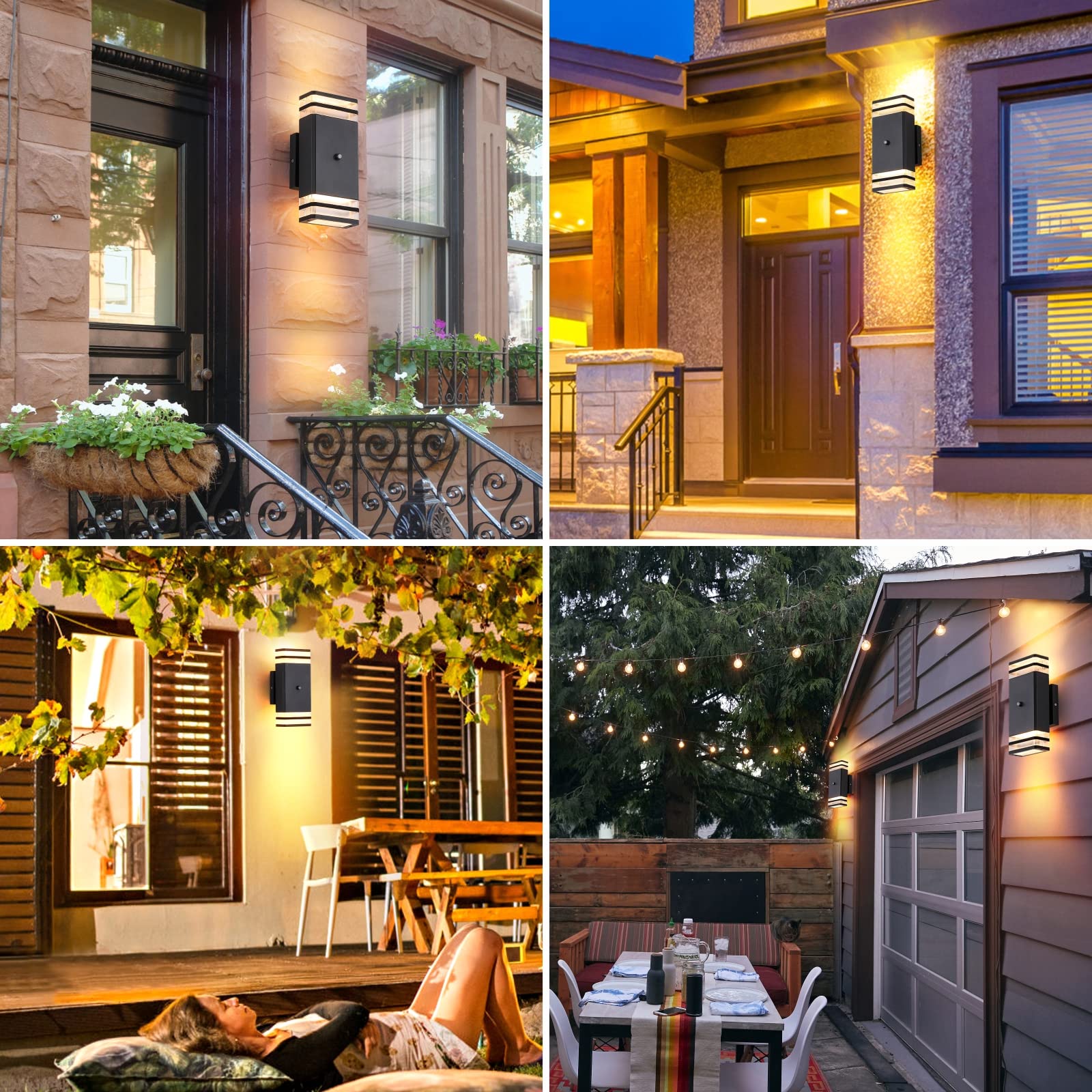 2 Pack Dusk to Dawn Sensor LED Wall Lights - 10W 2700K Warm White Aluminum Outdoor Wall Sconce - Weatherproof Modern Exterior Lighting for Porch, Patio, Garage & Entryway - Perfect for Nighttime Safety & Home Security