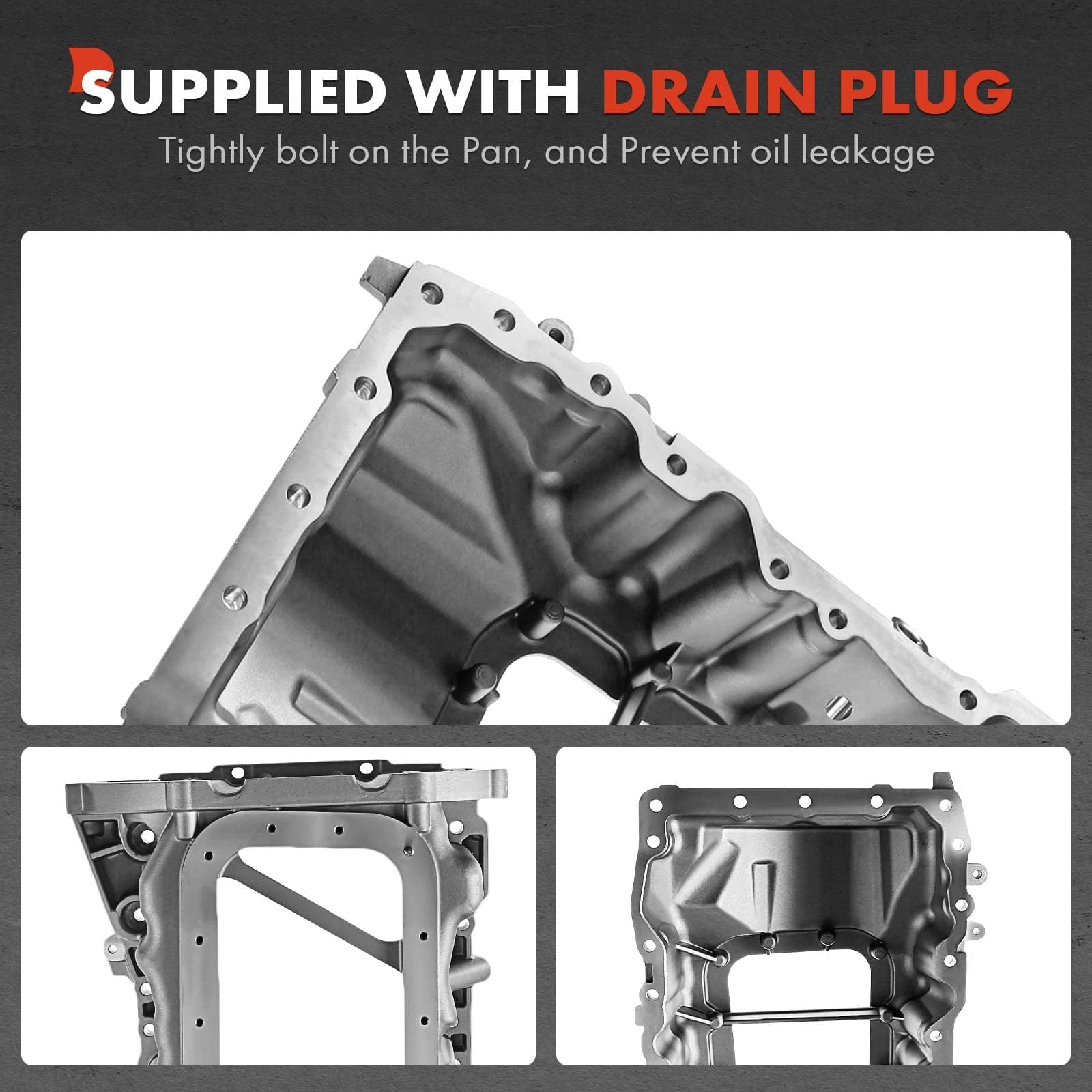 Premium Upper Engine Oil Pan Sump with Drain Plug for Jeep Wrangler 2012-2018 (JK, V6 3.6L) - Replacement Part for Oil Leak Repair & Engine Maintenance