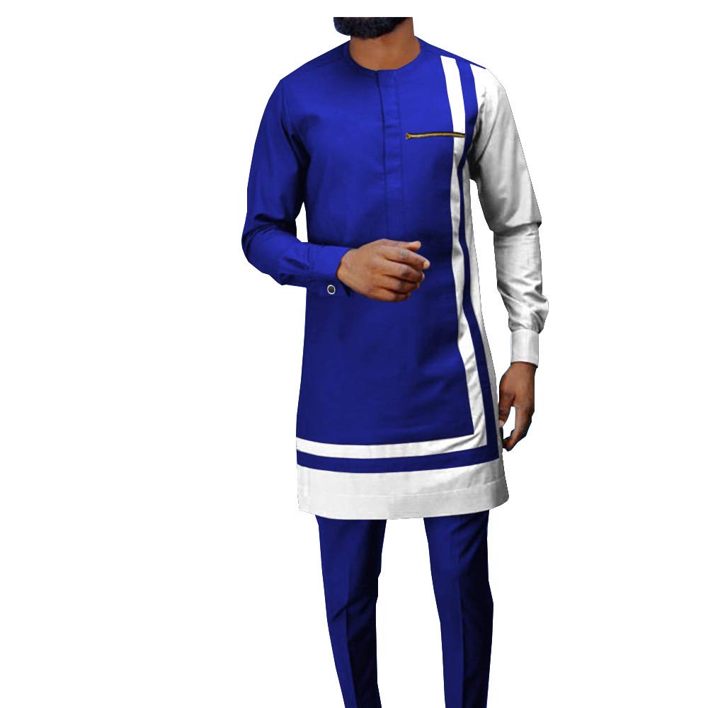 African Dashiki Outfit for Men - 2 Piece Ankara Tracksuit Set with Long Sleeve Coat & Pants (Plus Size 1X-6XL) | Perfect for Kwanzaa, Weddings & Cultural Events