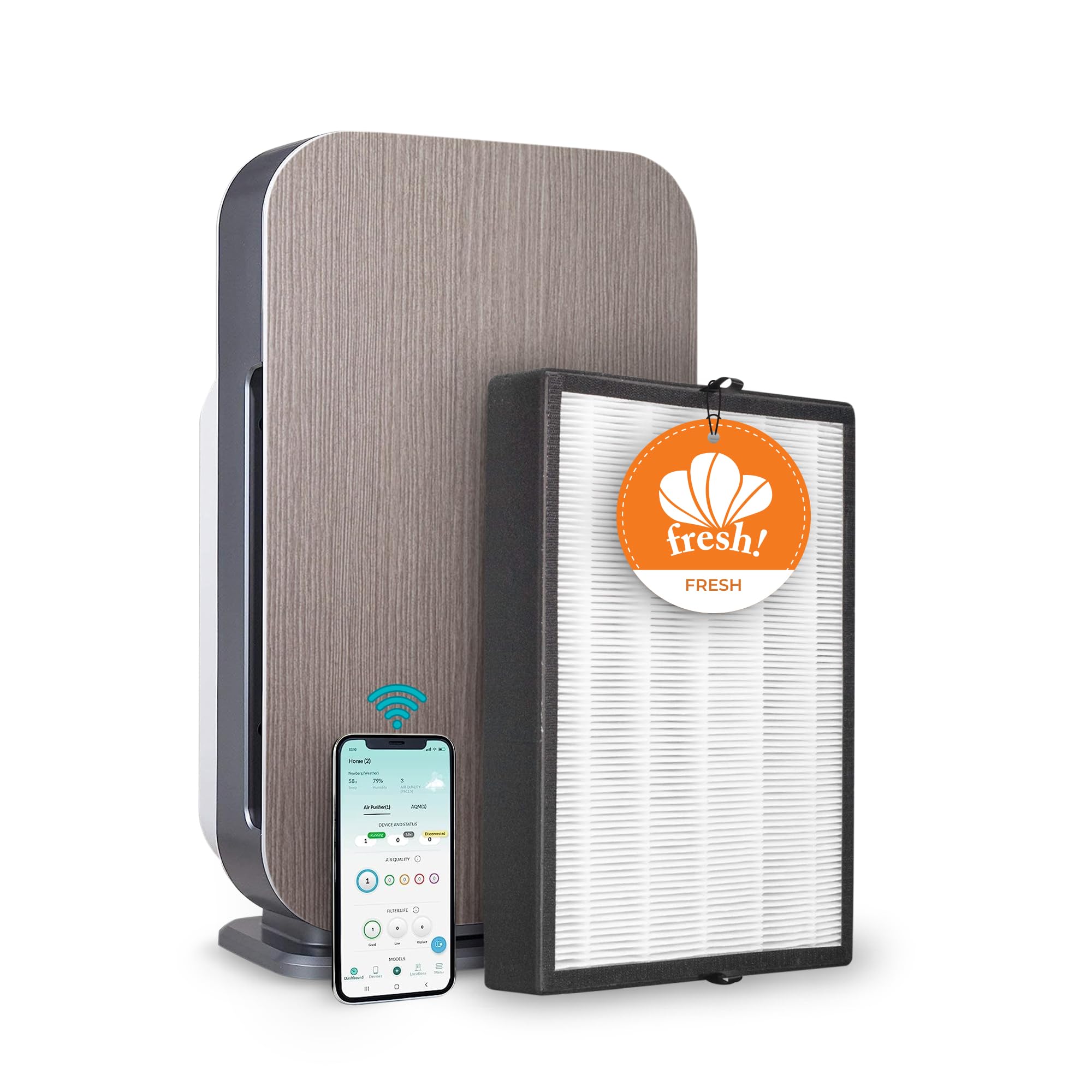 Alen BreatheSmart 45i HEPA Air Purifier with Fresh Filter for Large Rooms up to 1600 SqFt - Removes Allergens, Mold, Odors & Smoke - Ideal for Bedrooms, Living Rooms & Offices - Quiet Air Cleaner for Better Sleep & Allergy Relief