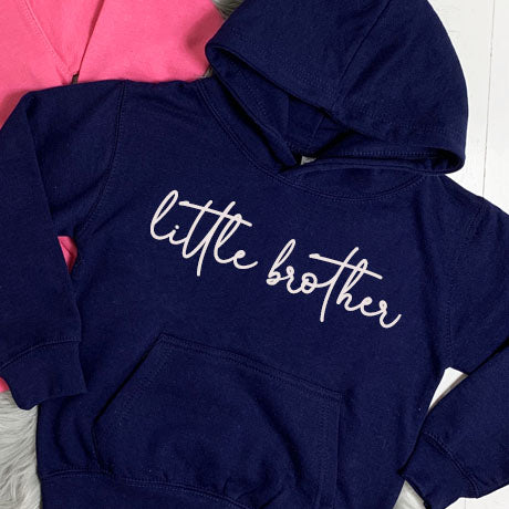 MRK X Big Sister & Little Brother Matching Script Hoodies - Cute Sibling Outfits for Family Photos & Casual Wear