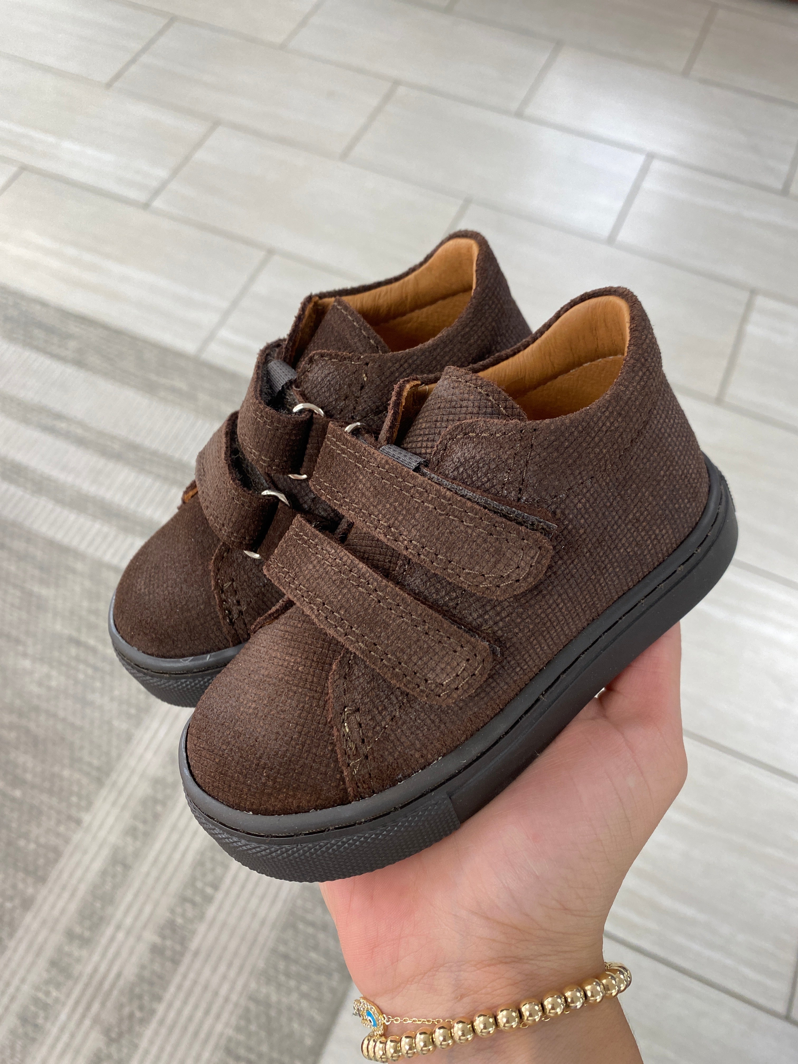 **Atlanta Brown Twill Baby Moccasin Sneakers – Soft & Comfortable First Walkers for Boys & Girls – Perfect for Indoor Play & Outdoor Adventures**