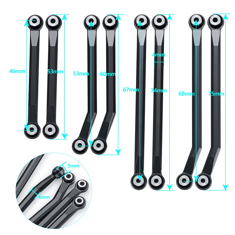 RCLIONS High Clearance Linkage Set for TRX4M 1/18 Scale RC Crawler Upgrades - Black - Off-Road Crawling & Trail Performance Enhancement