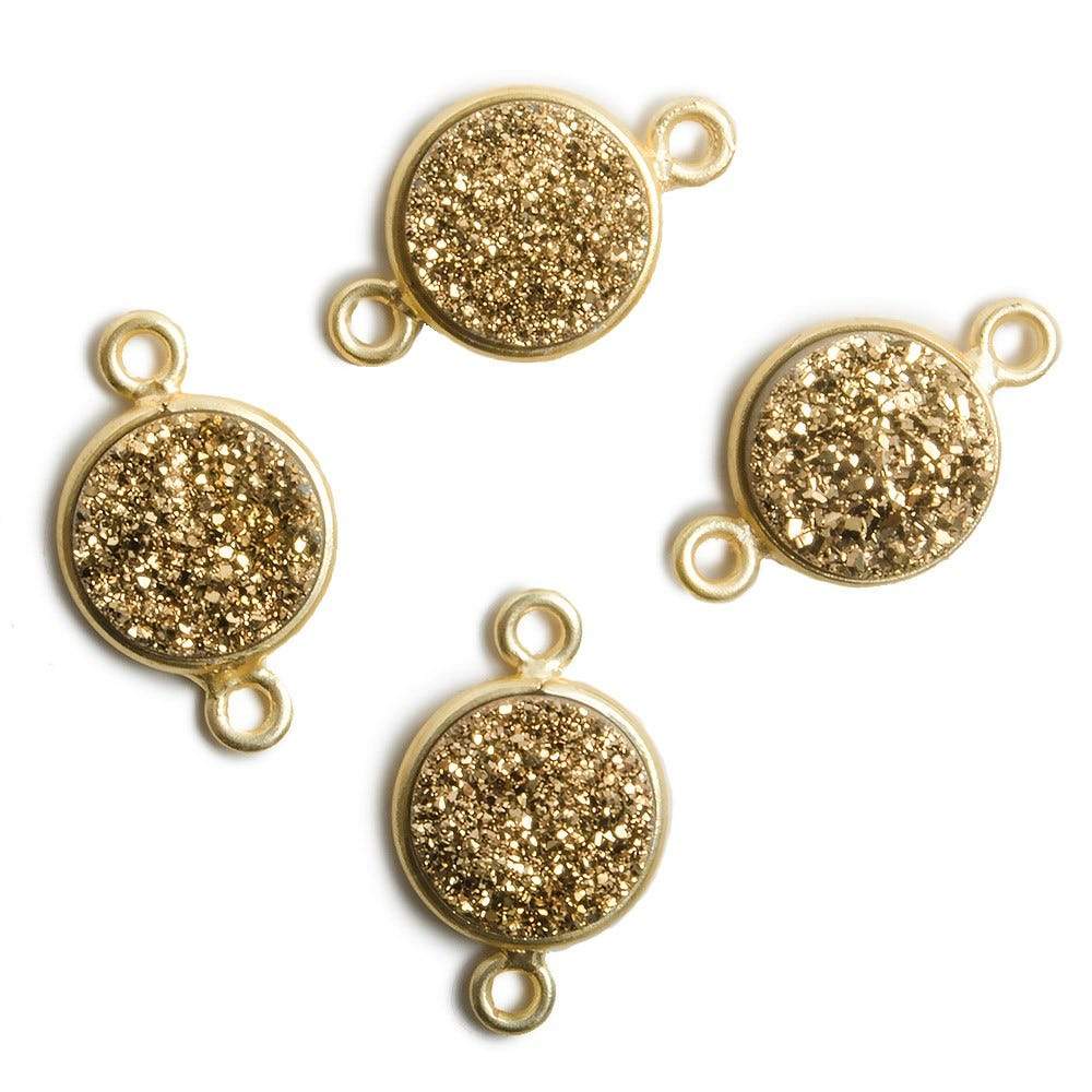 11mm Vermeil Bezel Metallic Gold Drusy Coin Ring Connector - Elegant Jewelry Piece for Stacking Rings, Bridal Sets & Boho Fashion Accessories