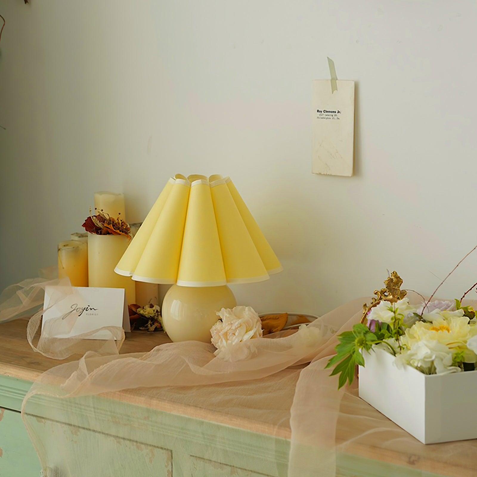 Elegant Knife Pleat Table Lamp - Modern Home Decor for Bedroom, Living Room & Office - Soft Lighting for Cozy Ambiance