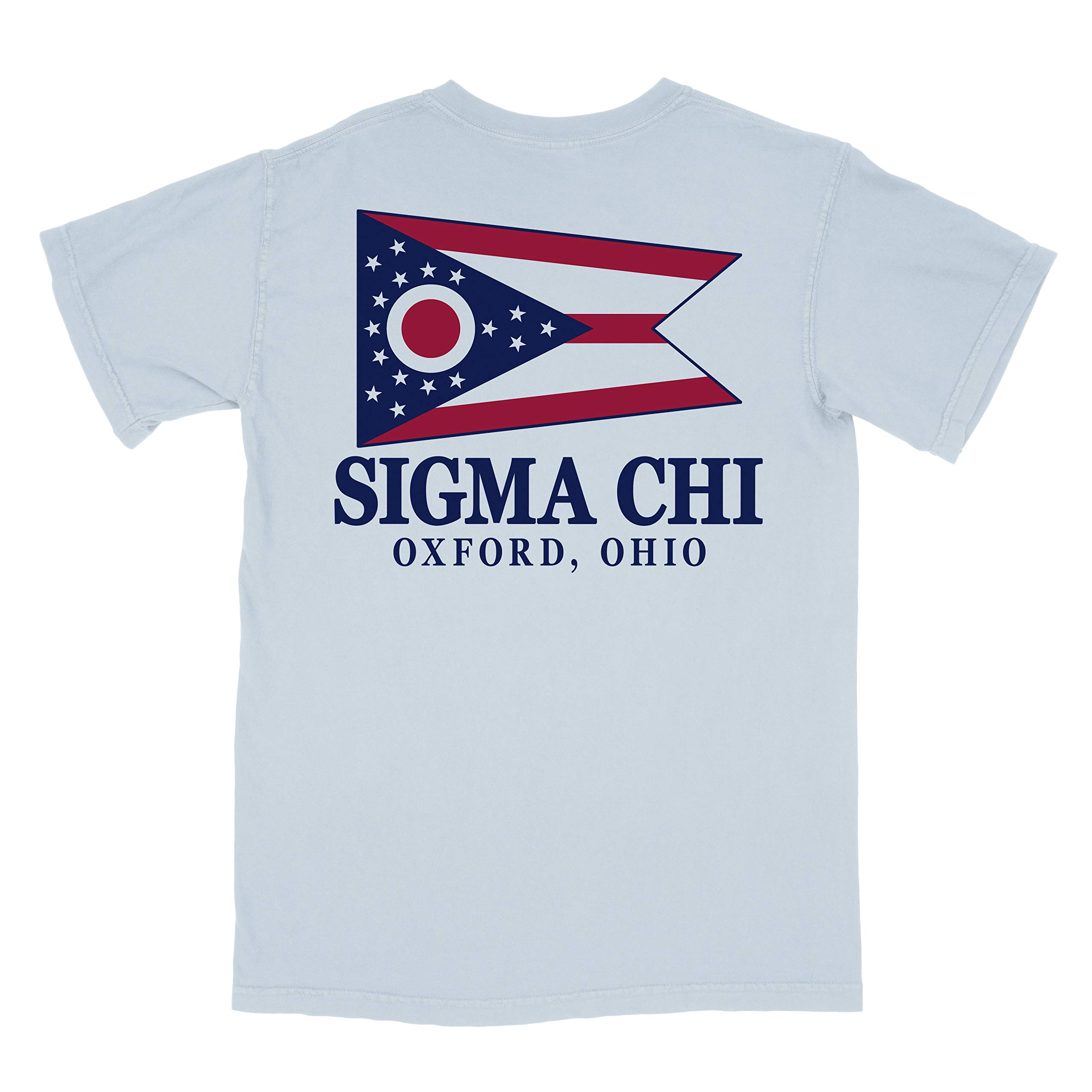 Sigma Chi Fraternity Vintage Flag T-Shirt - Comfort Colors Pocket Tee - Oxford Ohio Founded 1855 - Greek Life, College Pride & Alumni Apparel for Men & Women