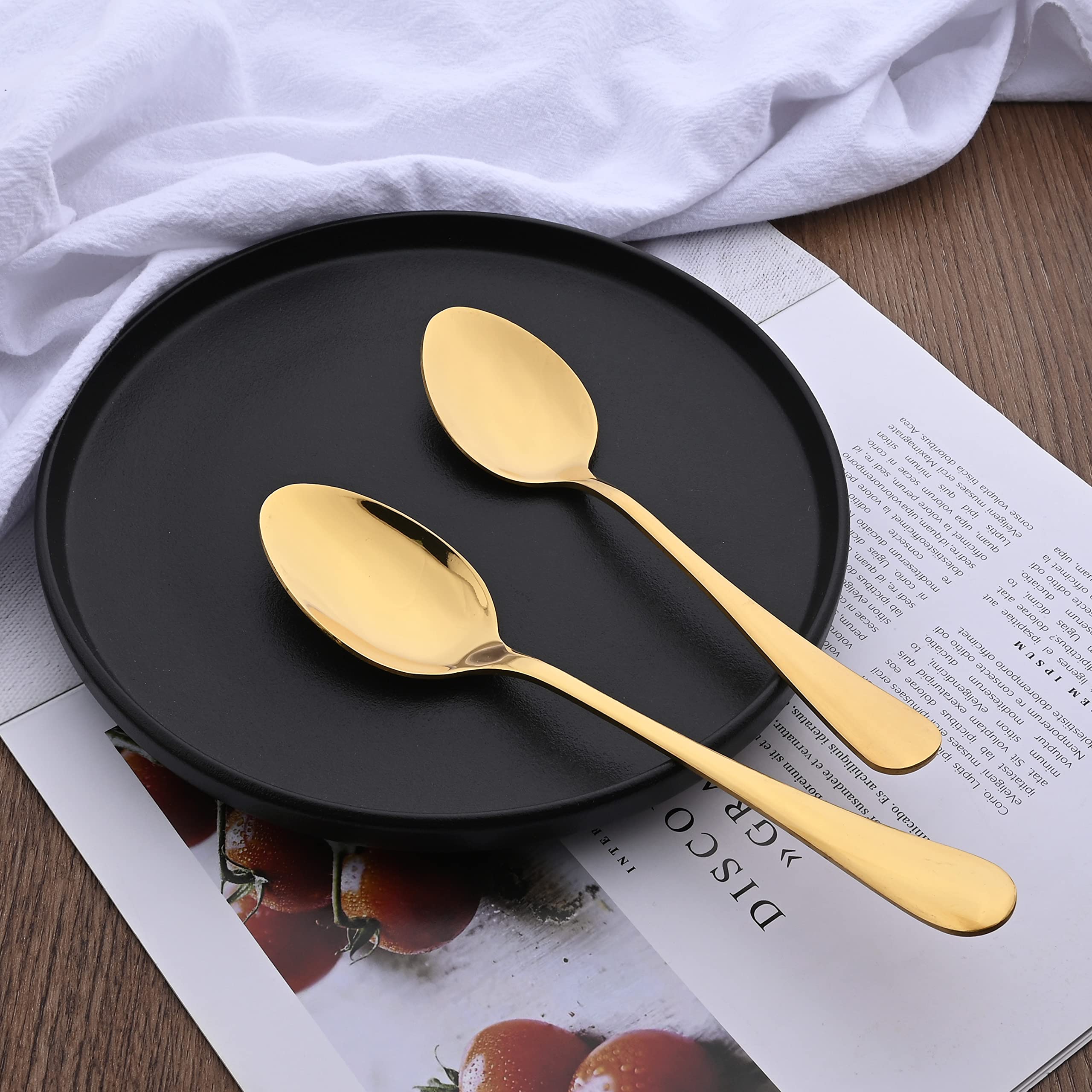 Premium 12-Piece Gold Stainless Steel Flatware Set - Mirror Polished Dinner Forks & Spoons (8