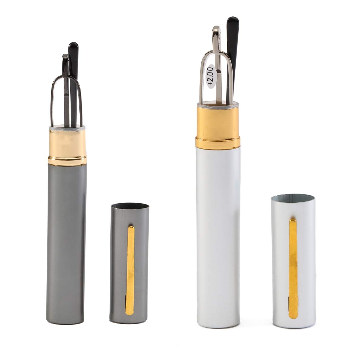 SOOLALA Ultra Thin Lightweight Reading Glasses with Pen Clip & Portable Tube Case - Perfect for Reading, Office Work, and Travel