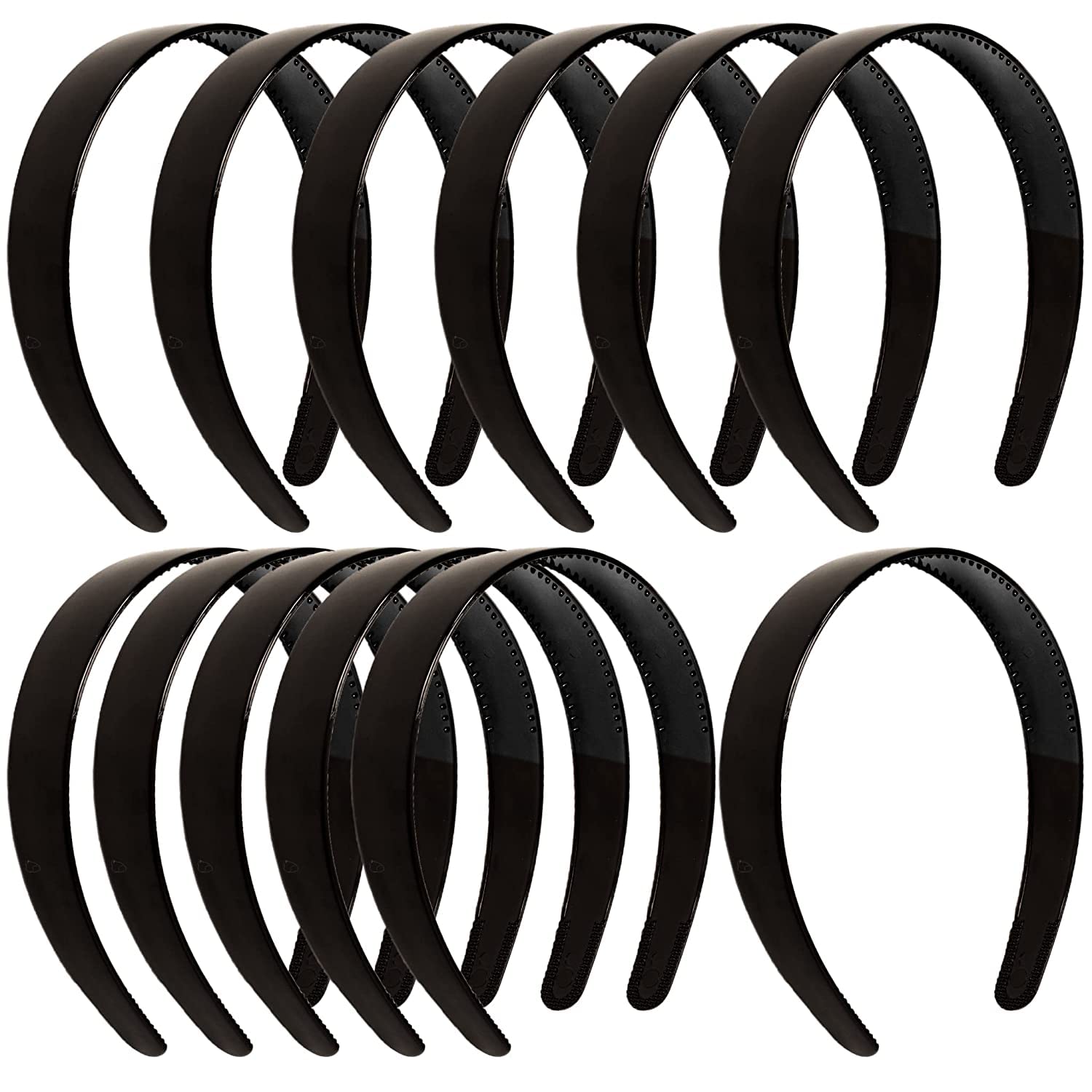 HappyMates 6-Pack Plastic Plain Headbands with Teeth Comb - Skinny DIY Hair Bands for Women & Girls - Perfect for Halloween, Cosplay, and Everyday Styling