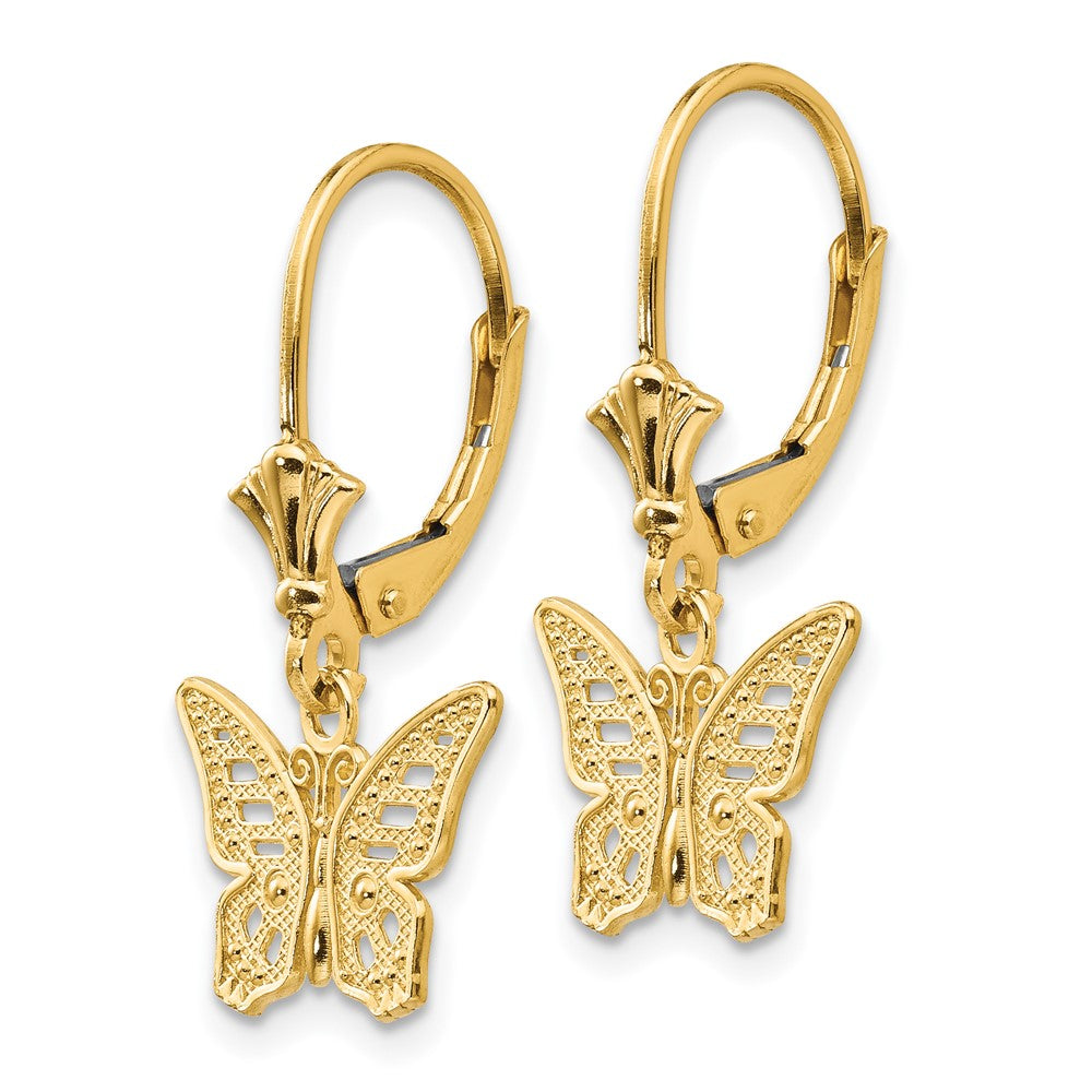 Gold Butterfly Leverback Earrings TF1768 - Elegant Dangle Earrings for Women, Perfect for Weddings, Parties & Everyday Wear