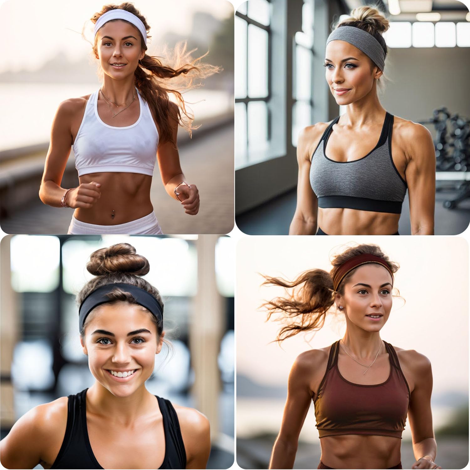 12PCS Non-Slip Headbands for Women - Soft Cotton Stretchy Sports Hair Bands for Yoga, Workout, Running & Exercise - Fashionable Elastic Hair Accessories for Women & Girls (Great for Gym, Sports & Daily Wear)