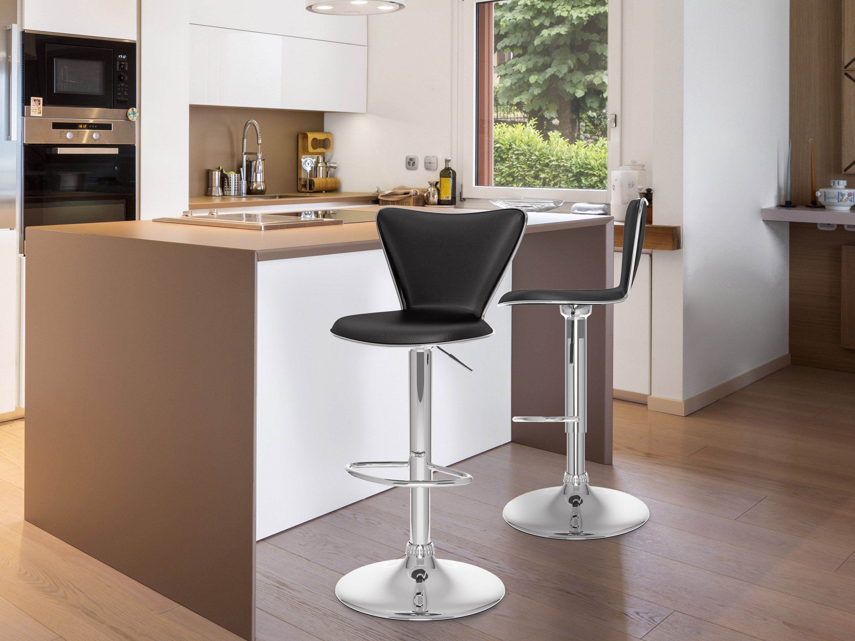 2 Pack Black Swivel Bar Stools - Adjustable Height Counter Stools with Padded Seat for Kitchen Island, Breakfast Bar & Home Decor