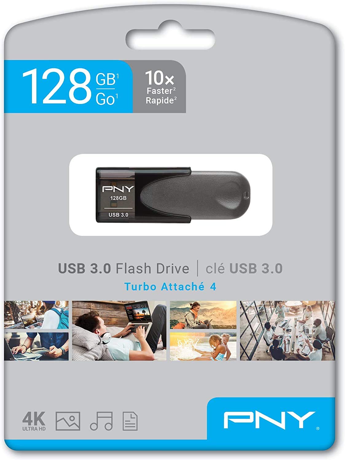 PNY 128GB USB 3.0 Flash Drive 5-Pack with Lanyards for Office & School